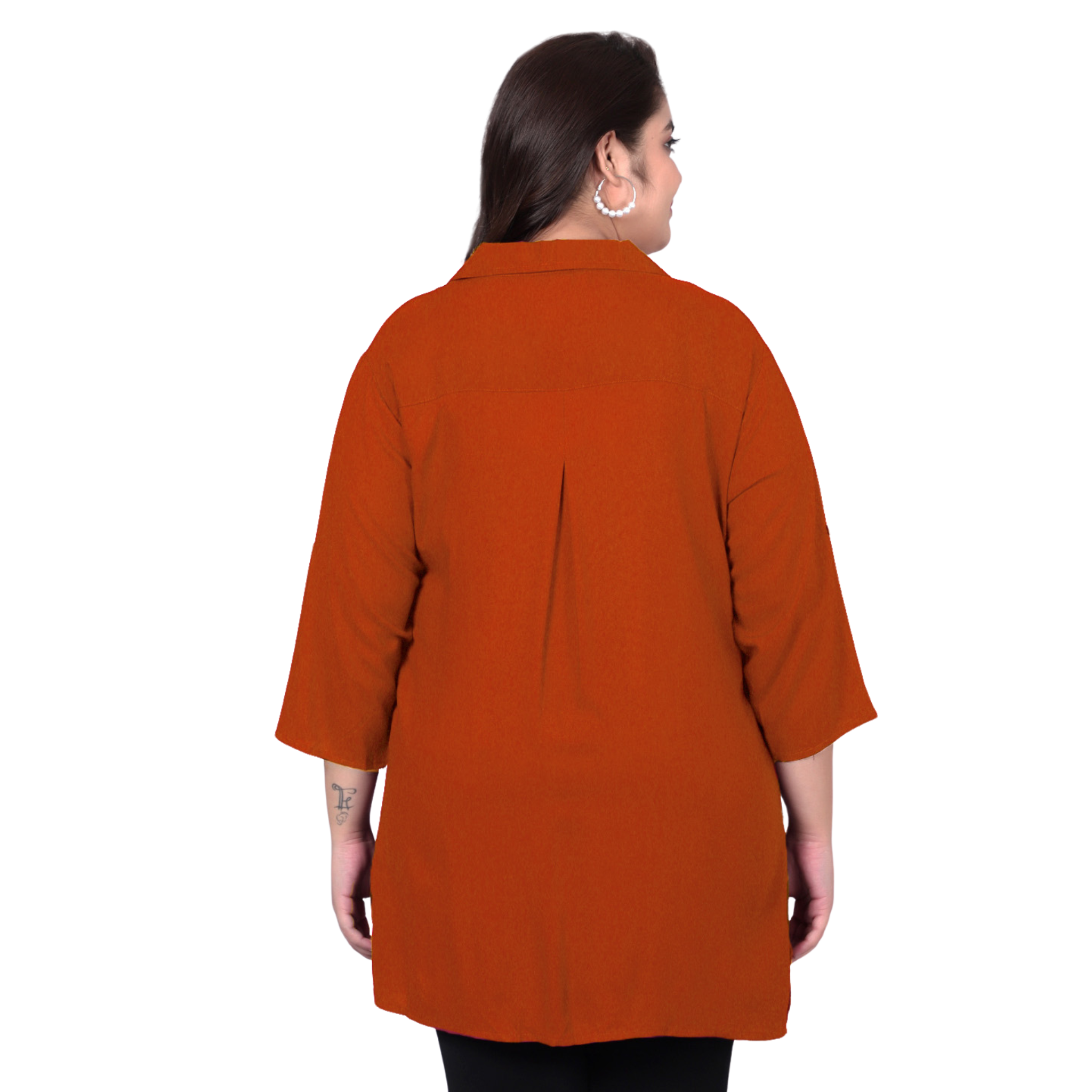 Rust Orange Longline Plus Size Shirt