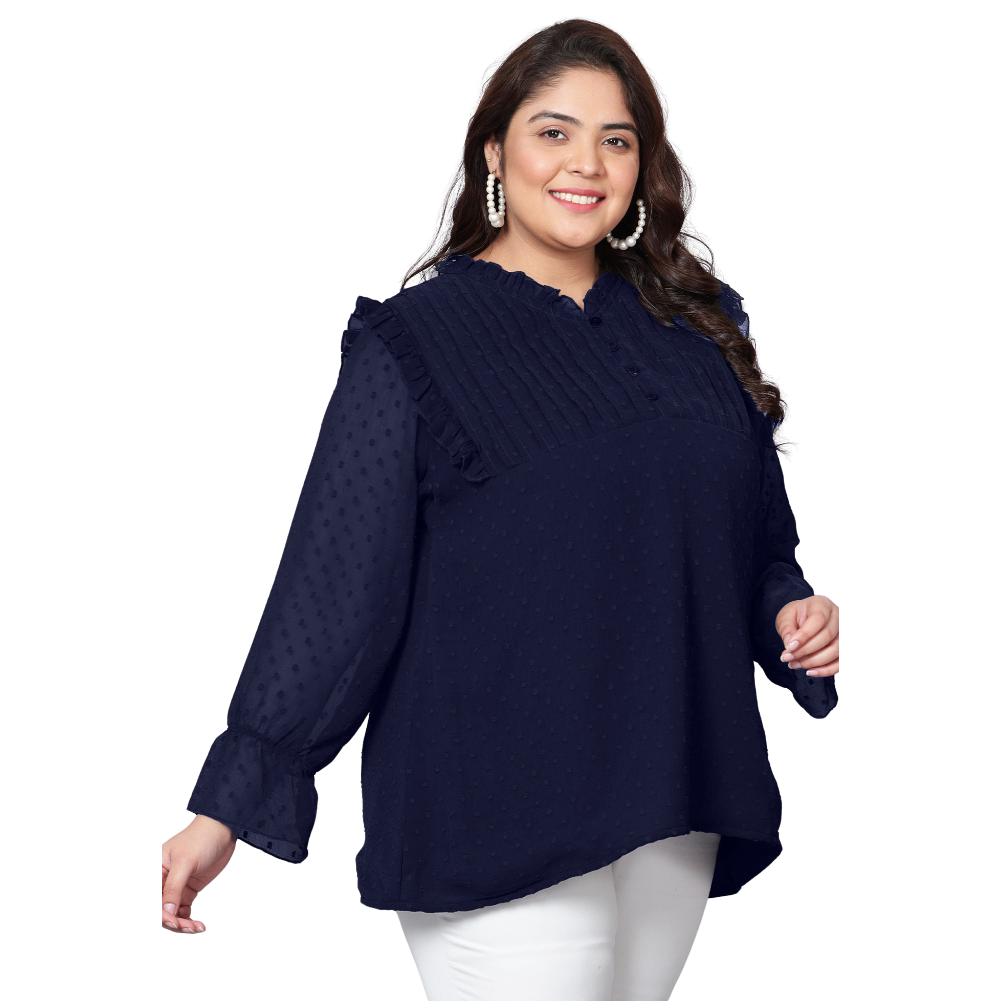 Blue Georgette Plus Size Tunic