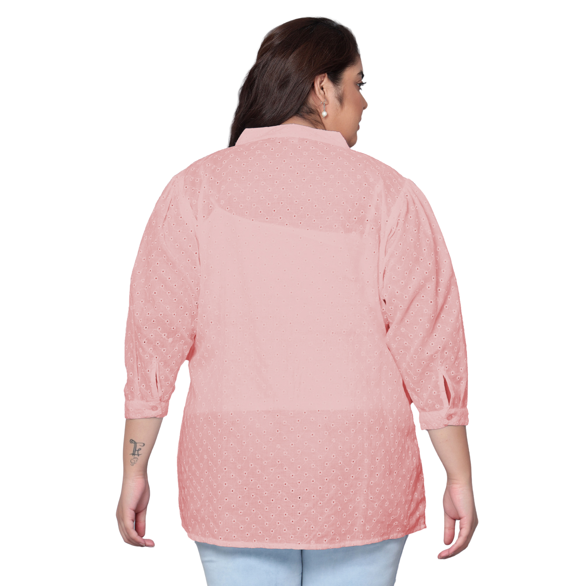 Peach Chikankari Plus Size Tunic