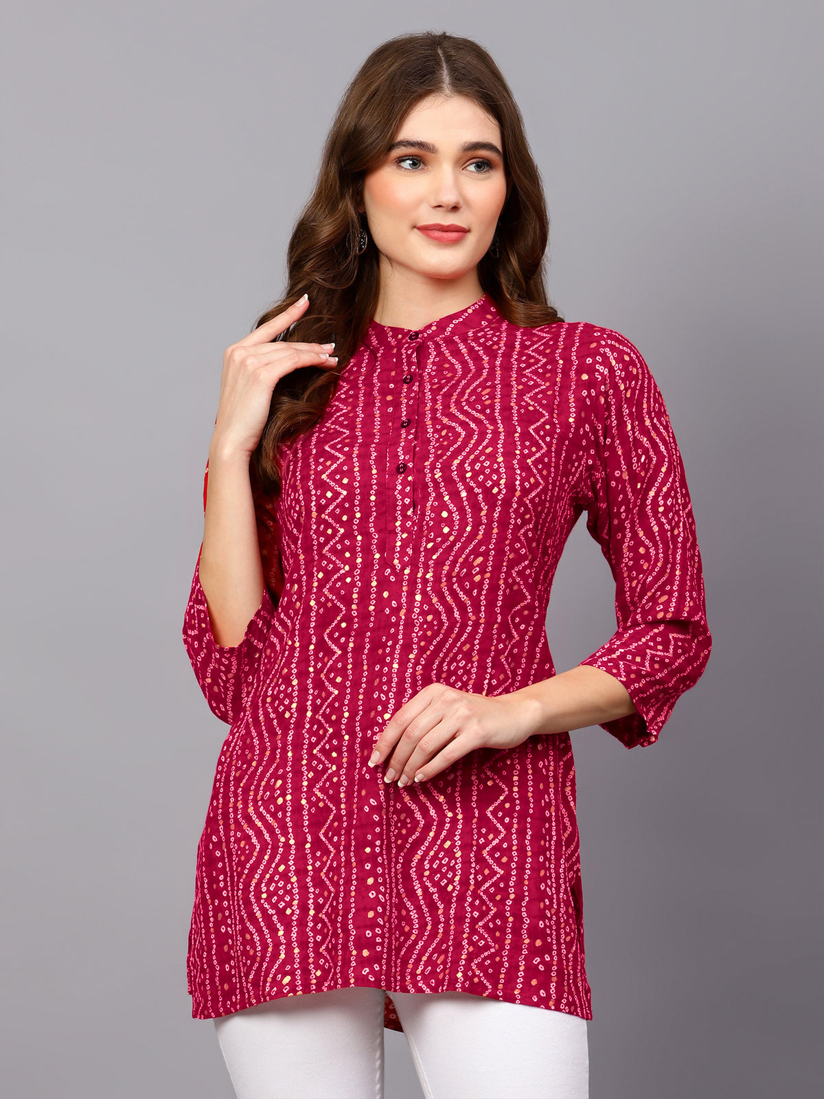 Pink Bandhani Print Tunic