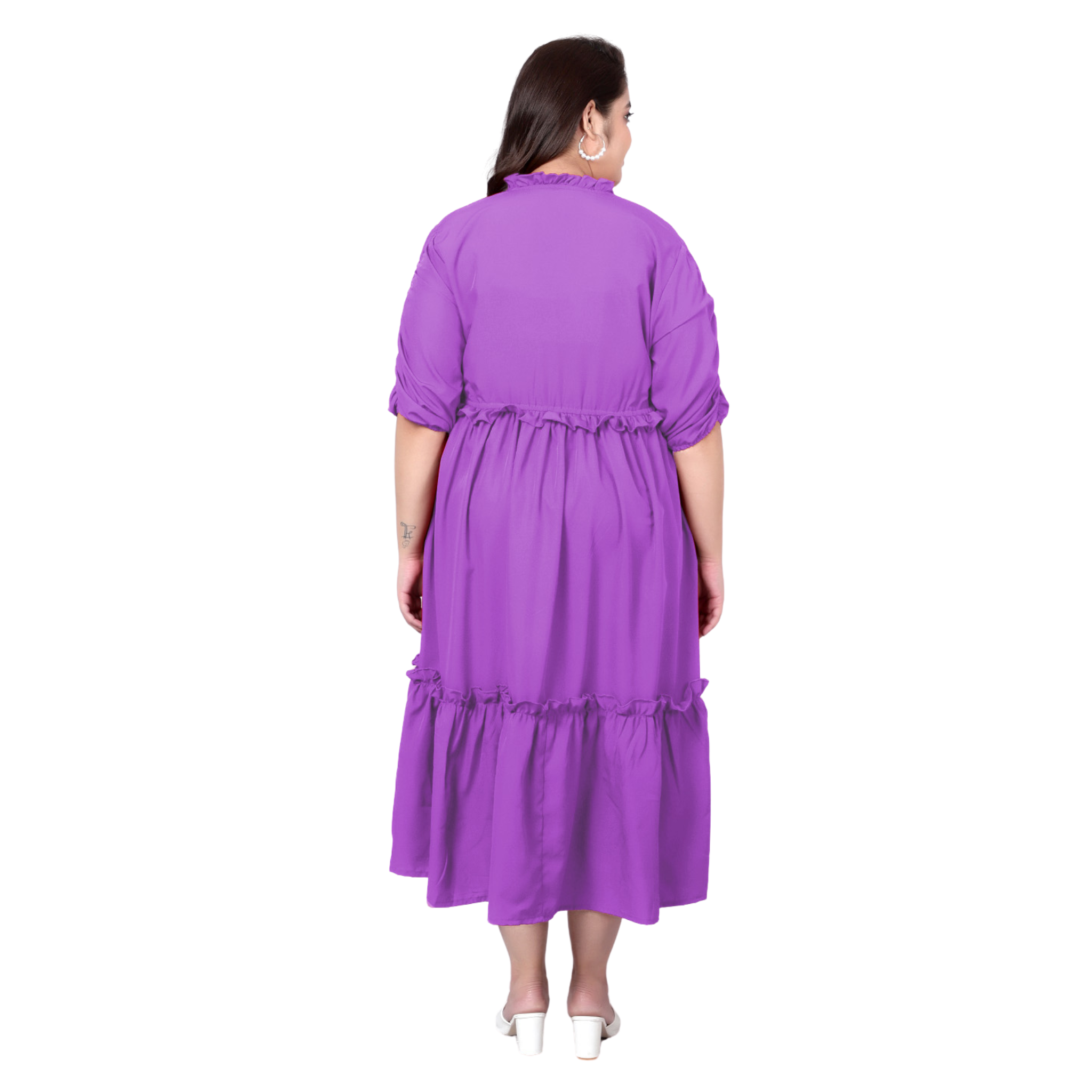 Lavender Solid Tier Plus Size Dress