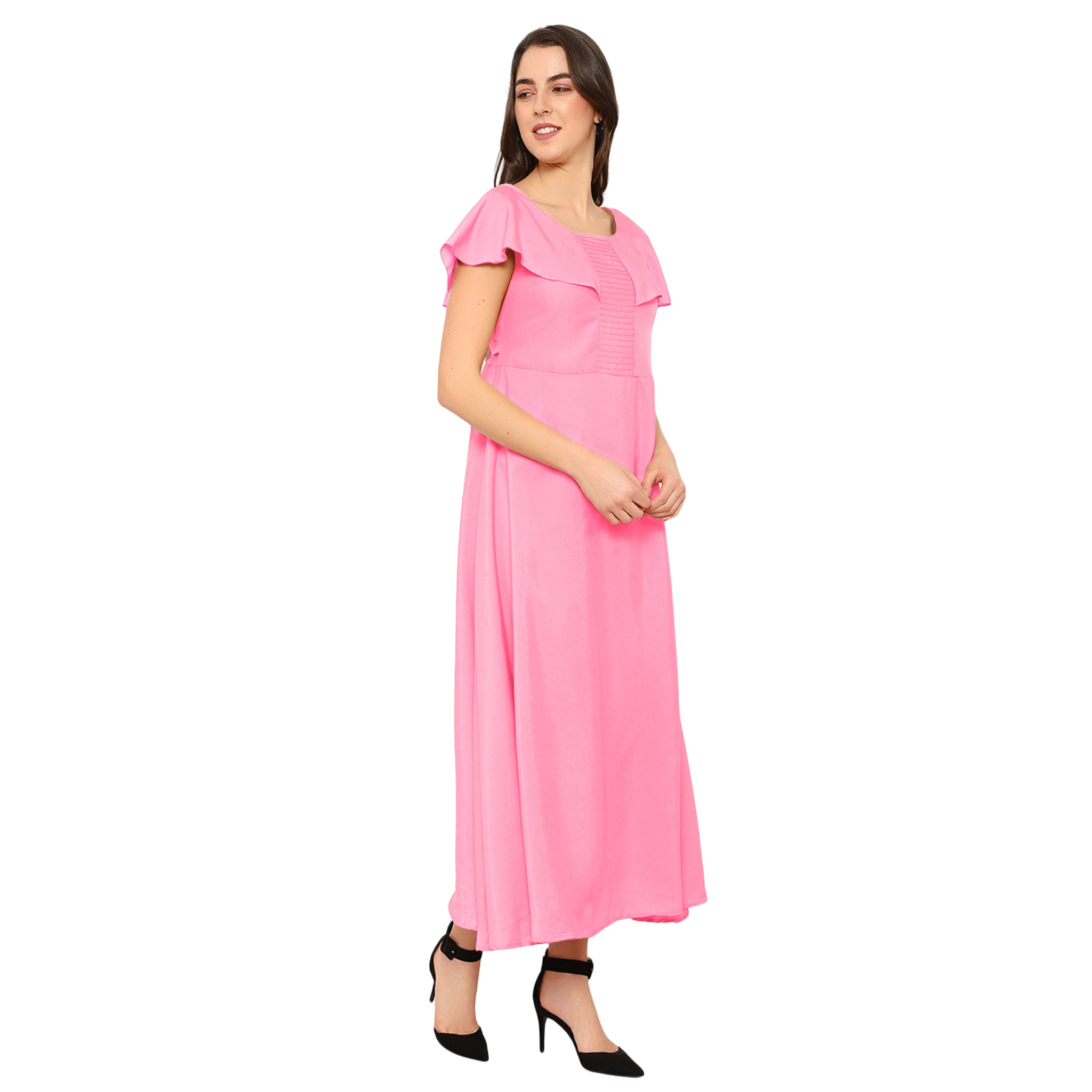 Pink Solid Maxi Dress