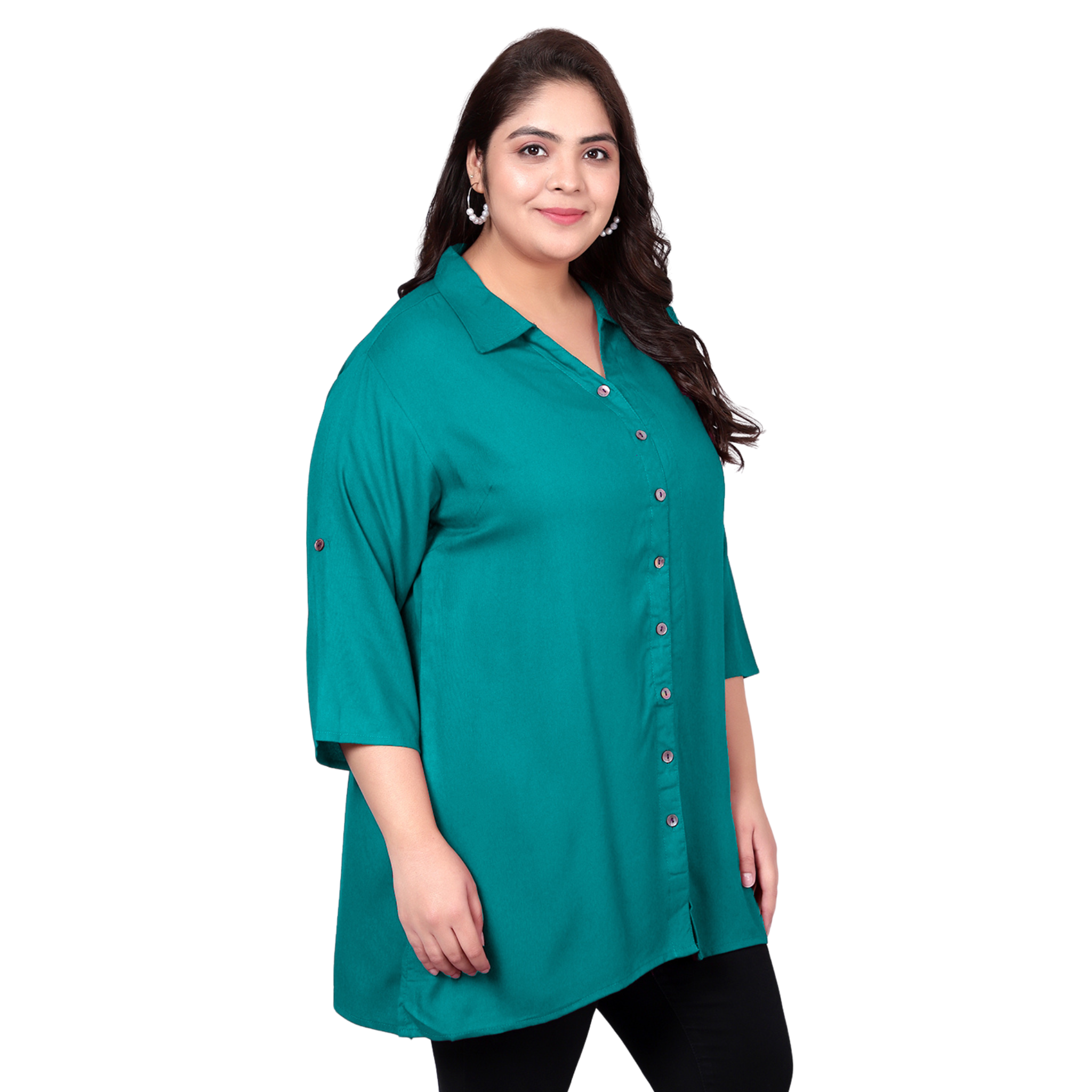 Turquoise Longline Plus Size Shirt