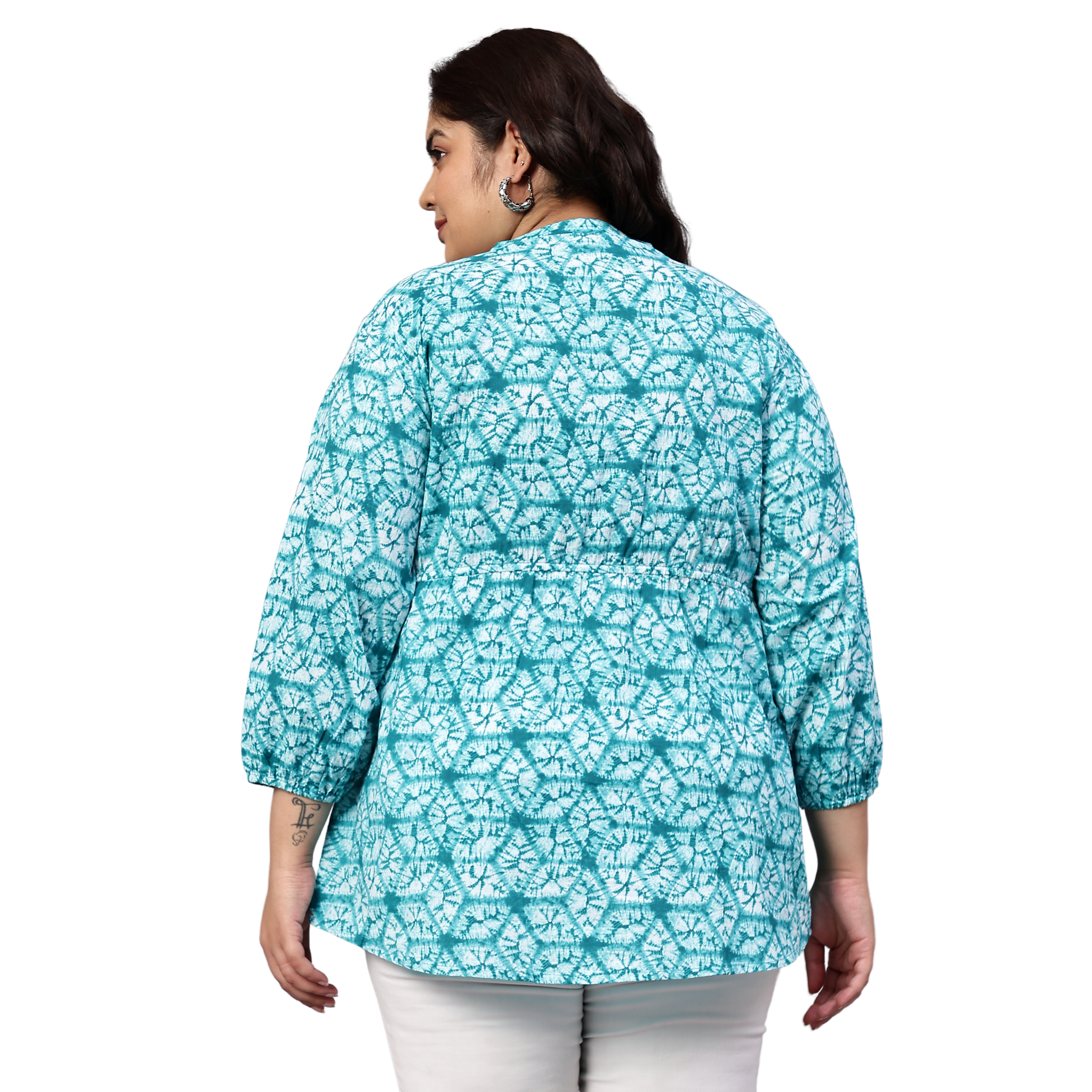 Blue Geometric Print Plus Size Tunic