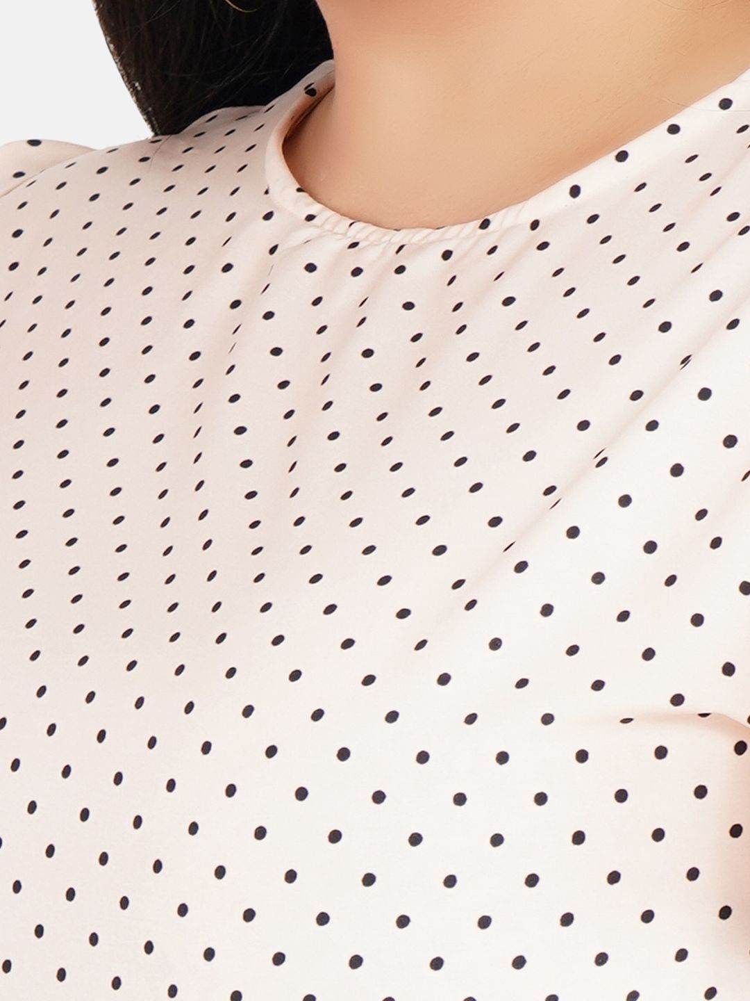 Peach Polka Dot Flutter Sleeve Top — view 2
