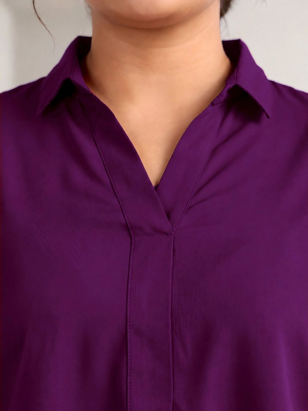 Purple Rayon Centrepleat Longline Tunic — view 7