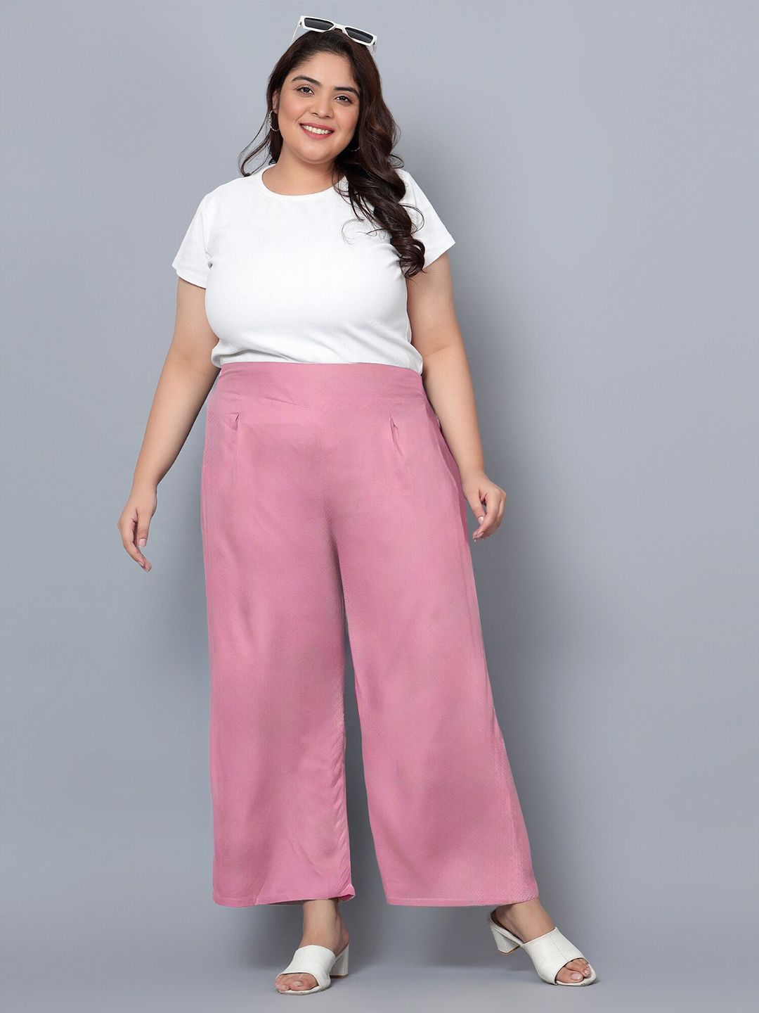 Pink Plus Size Trousers — view 5