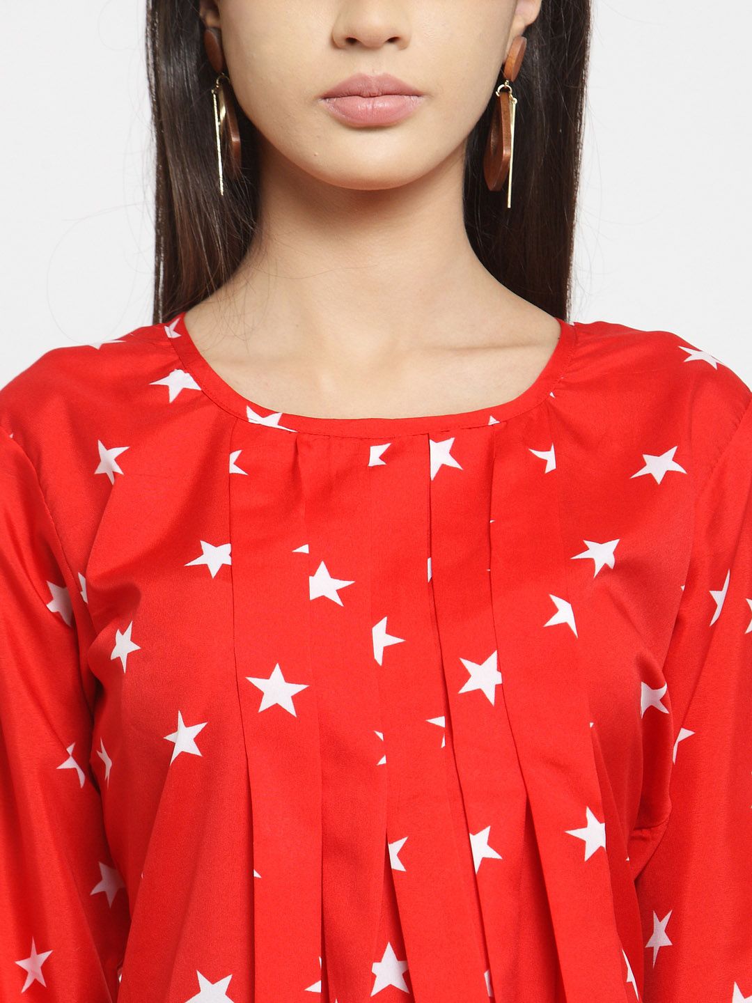 Red Star Print Top — view 2