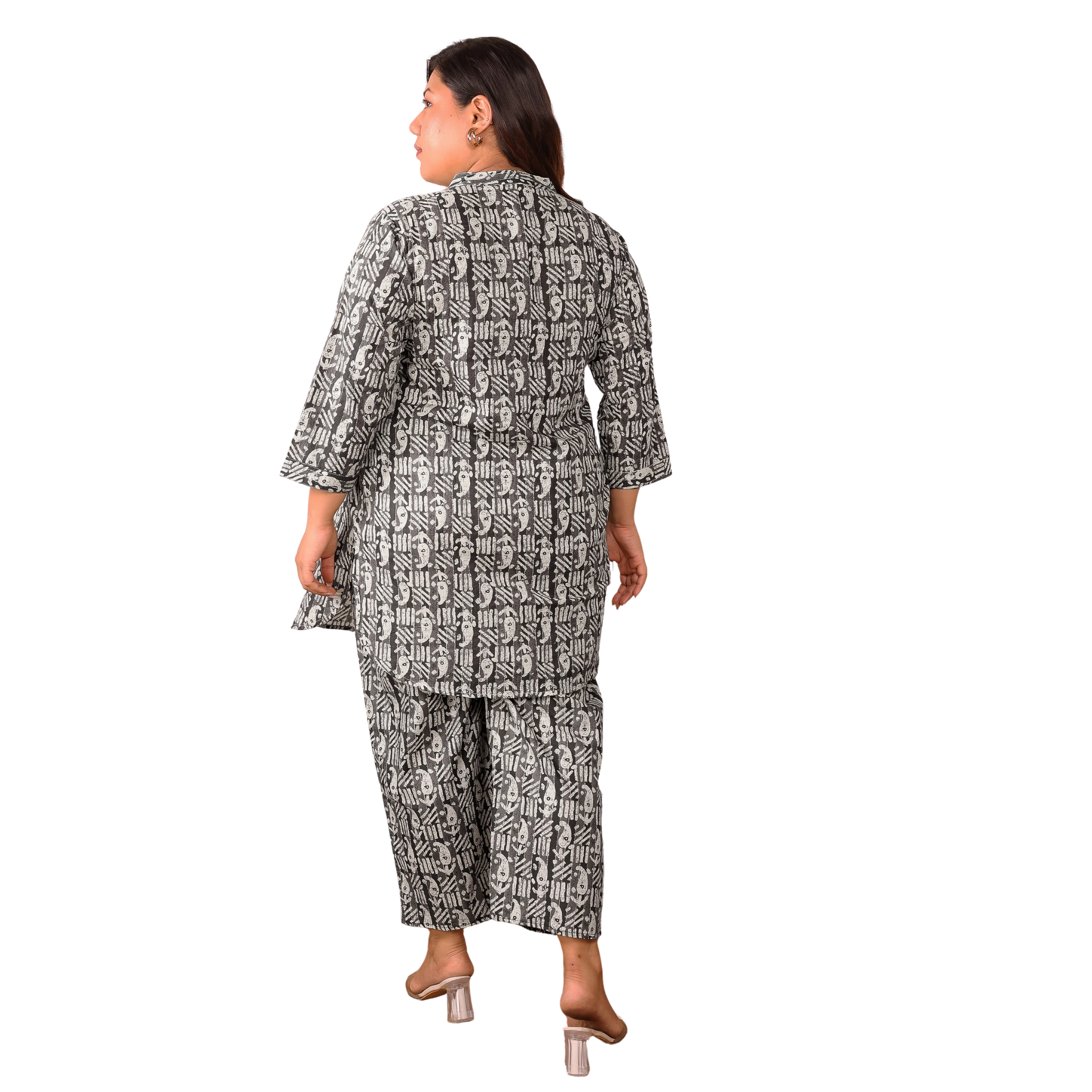 Black Paisley Print Co Ord Set