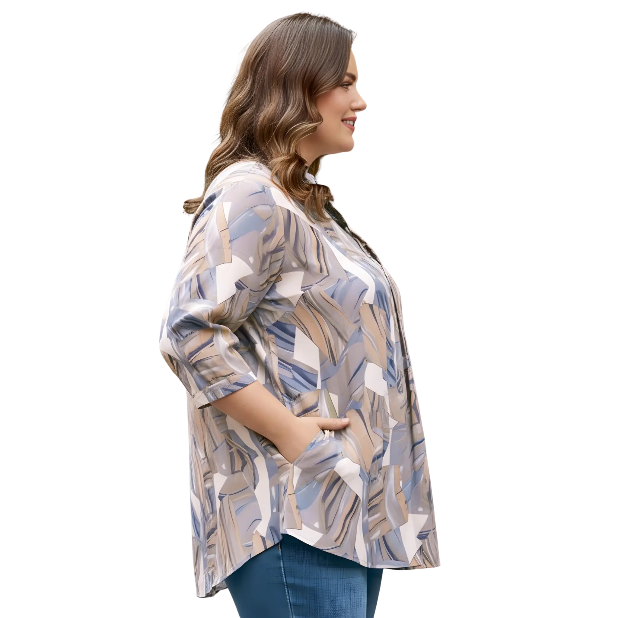 Brown Centrepleat Print Tunic