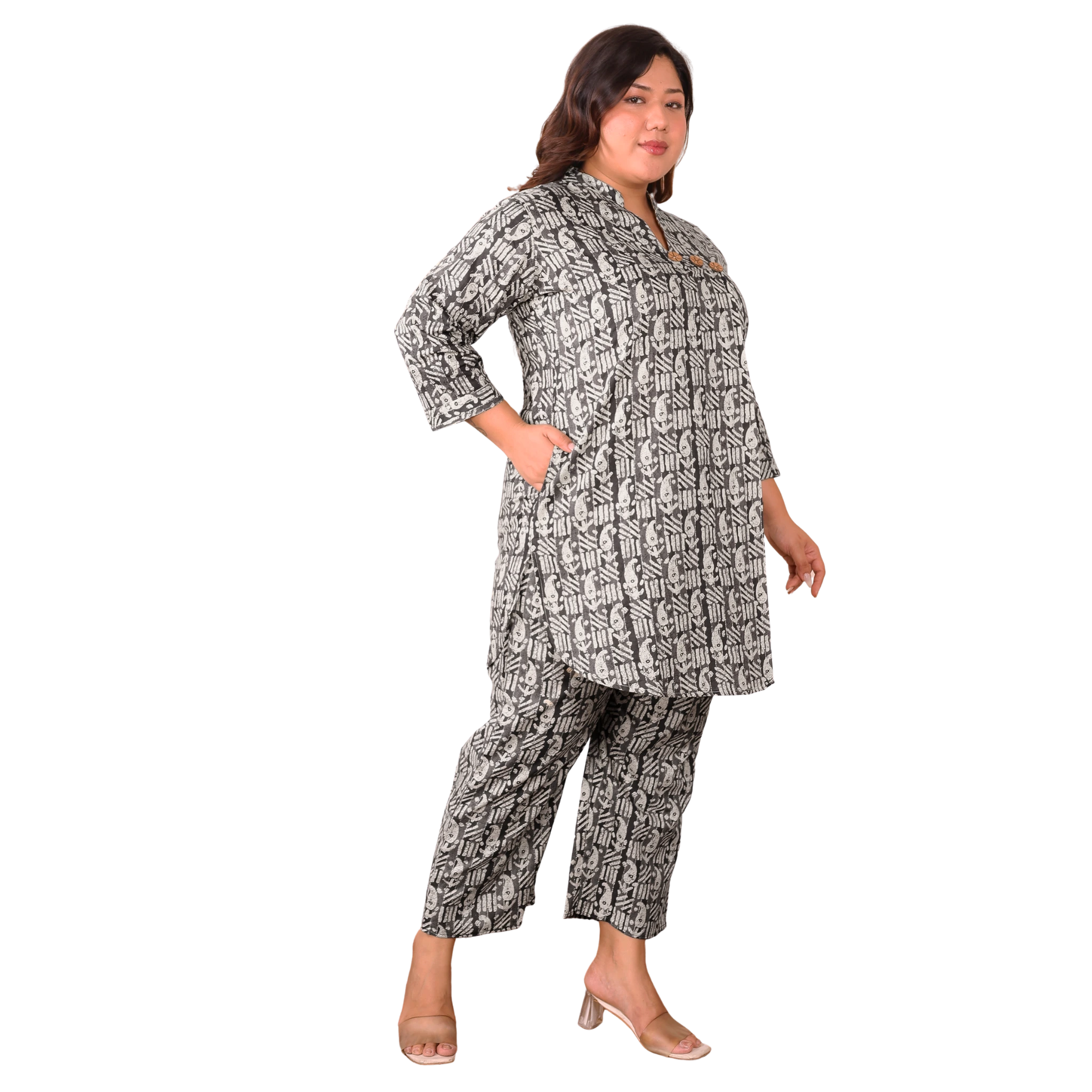 Black Paisley Print Co Ord Set
