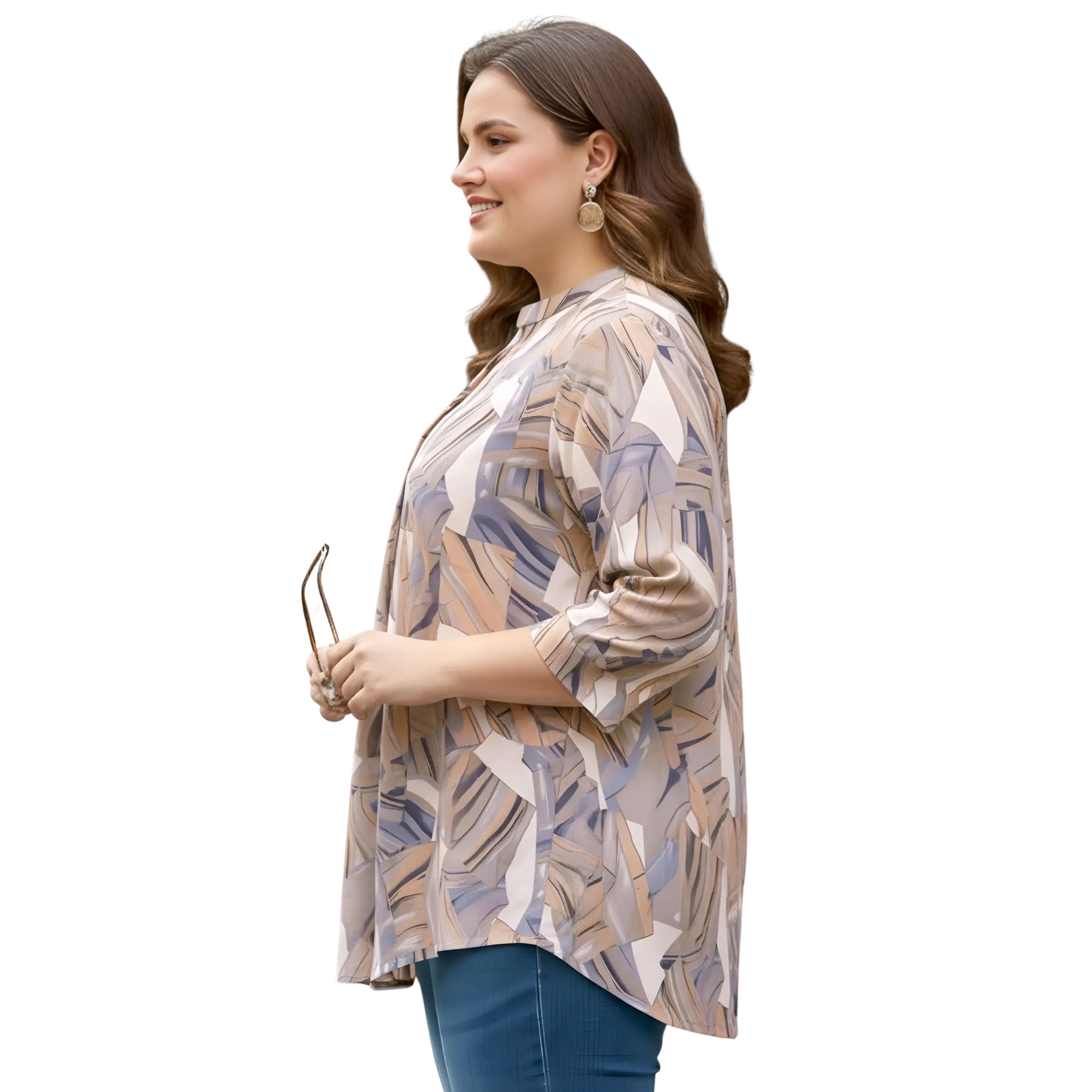 Brown Centrepleat Print Tunic