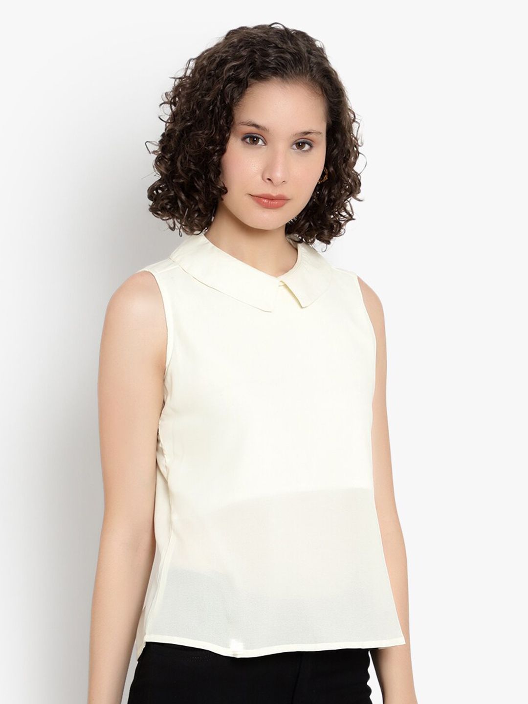 Off-White Georgette Top — view 3