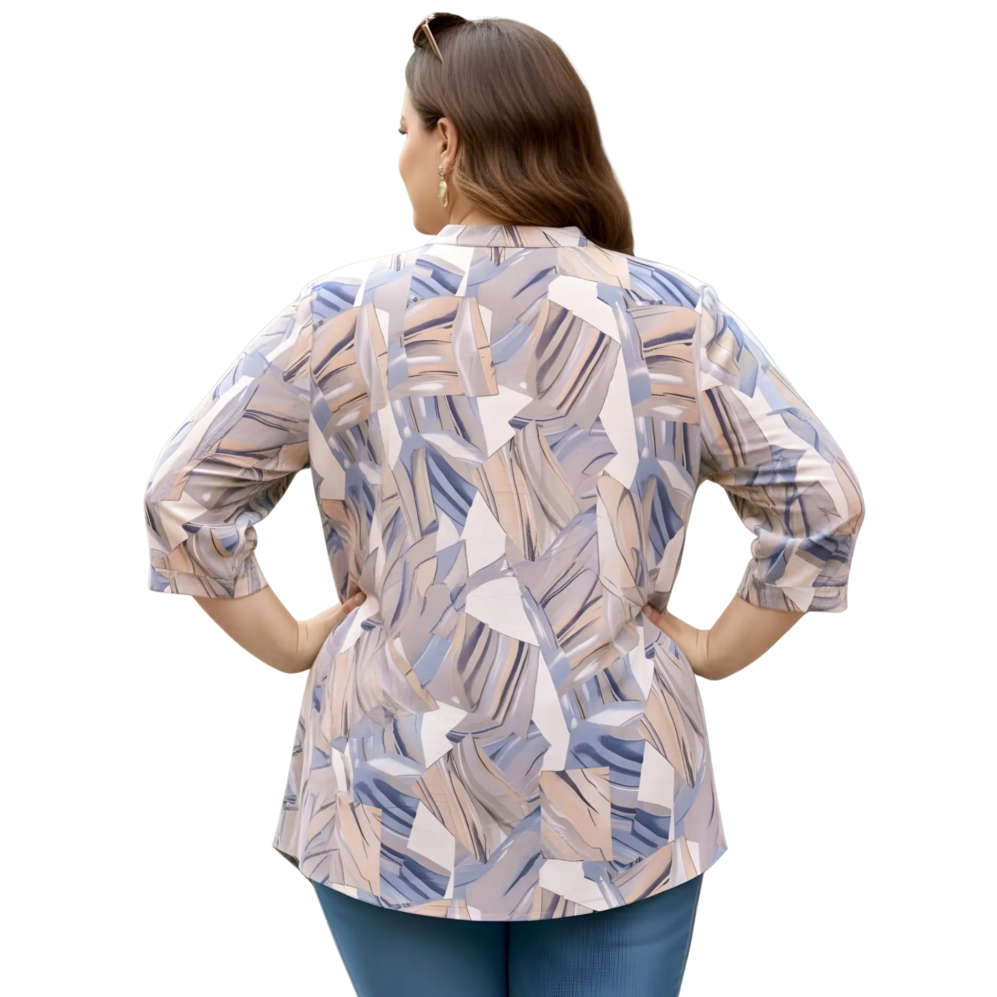 Brown Centrepleat Print Tunic