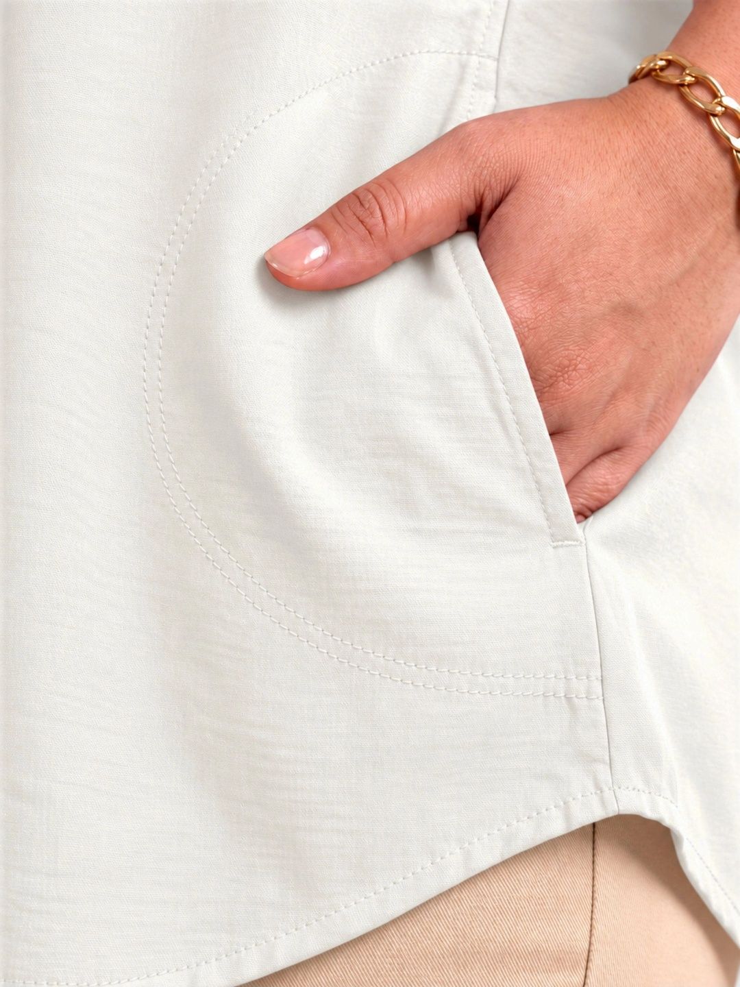 OffWhite Rayon Centrepleat Longline Tunic — view 5