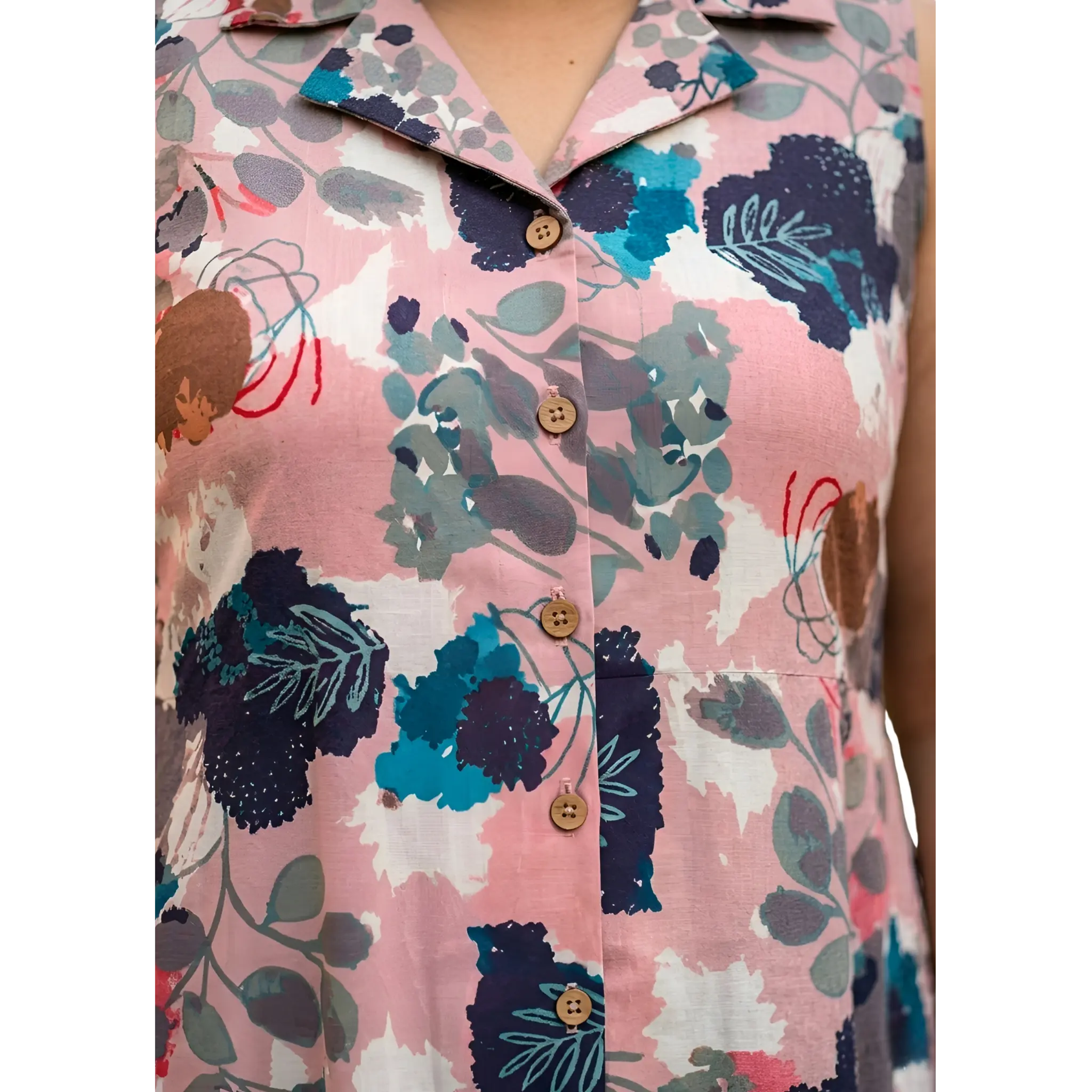 Pink Abstract Print Midi Dress