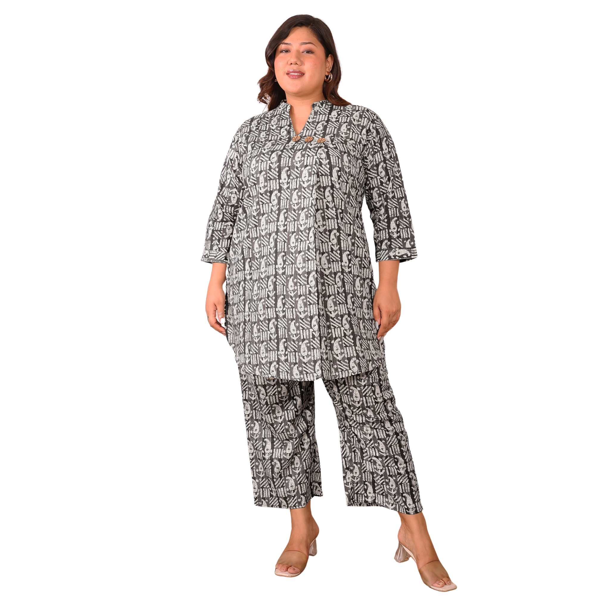 Black Paisley Print Co Ord Set