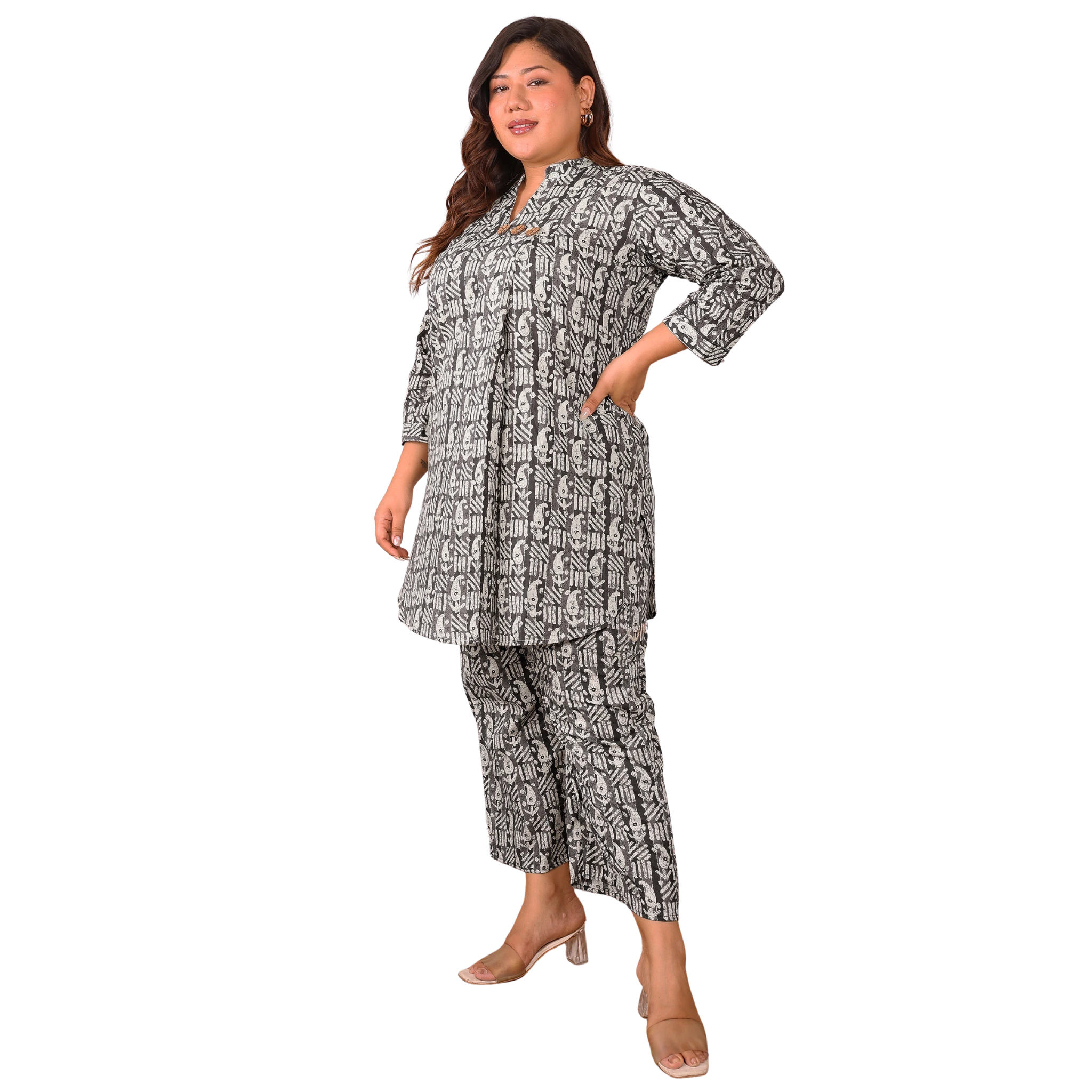 Black Paisley Print Co Ord Set