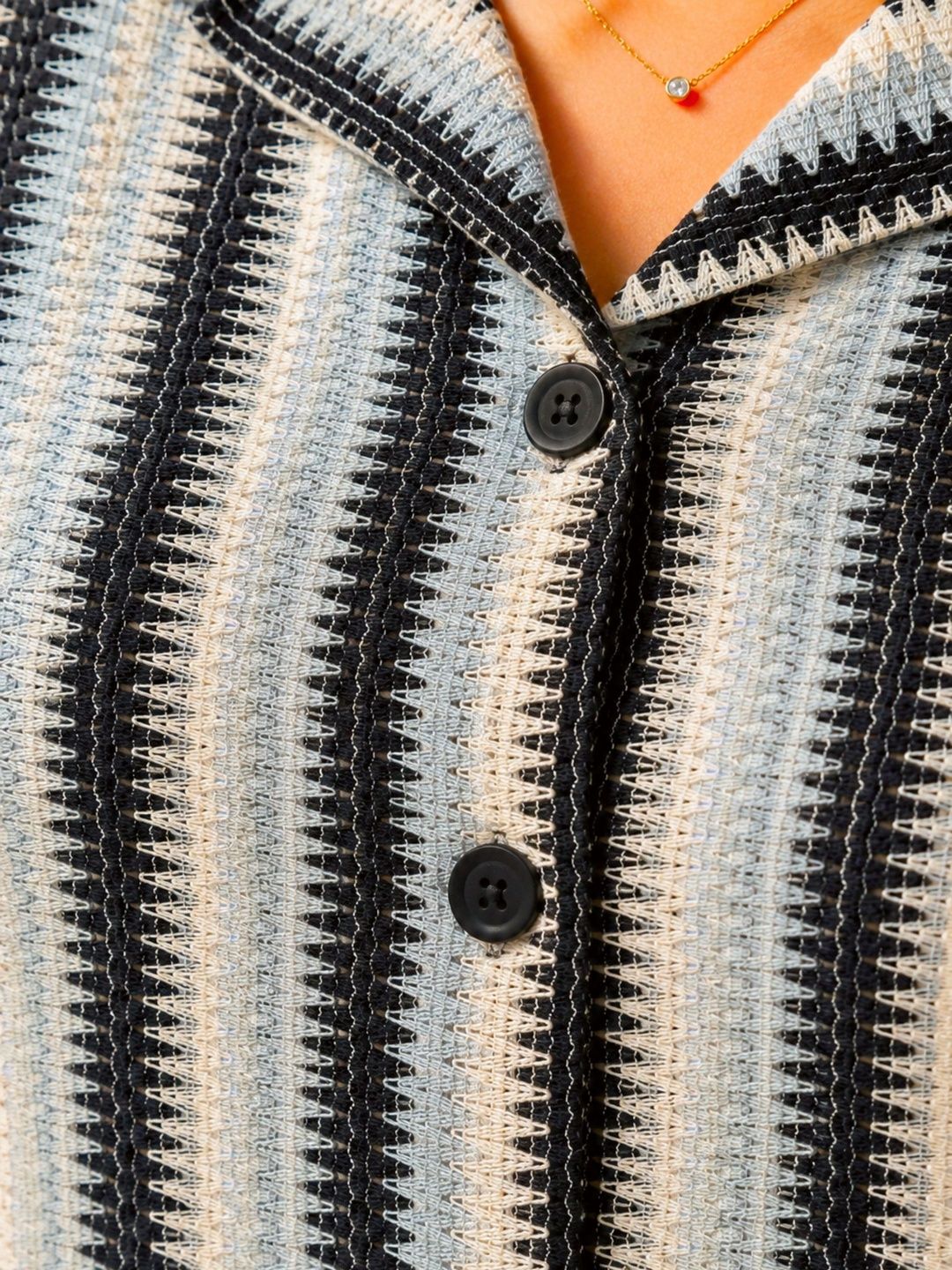 Blue and Black Crochet Shirt — view 6