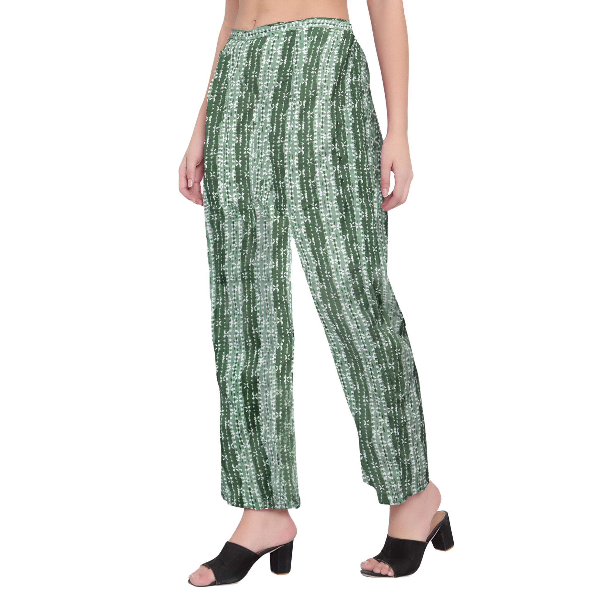 Green Hand Block Print Trousers