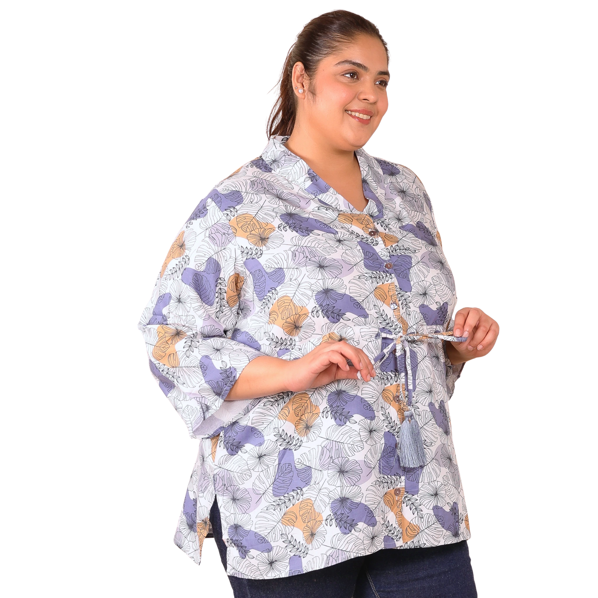 White Abstract Print Tunic