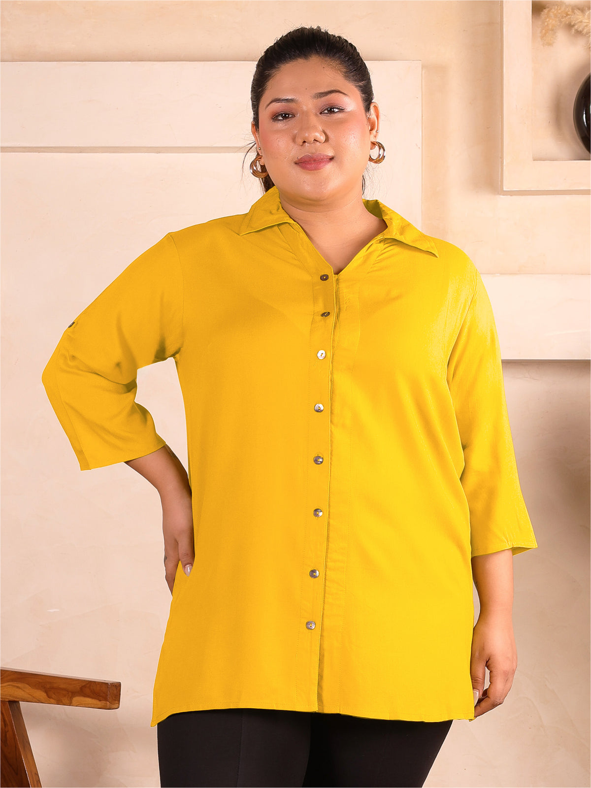 Yellow Longline Plus Size Shirt