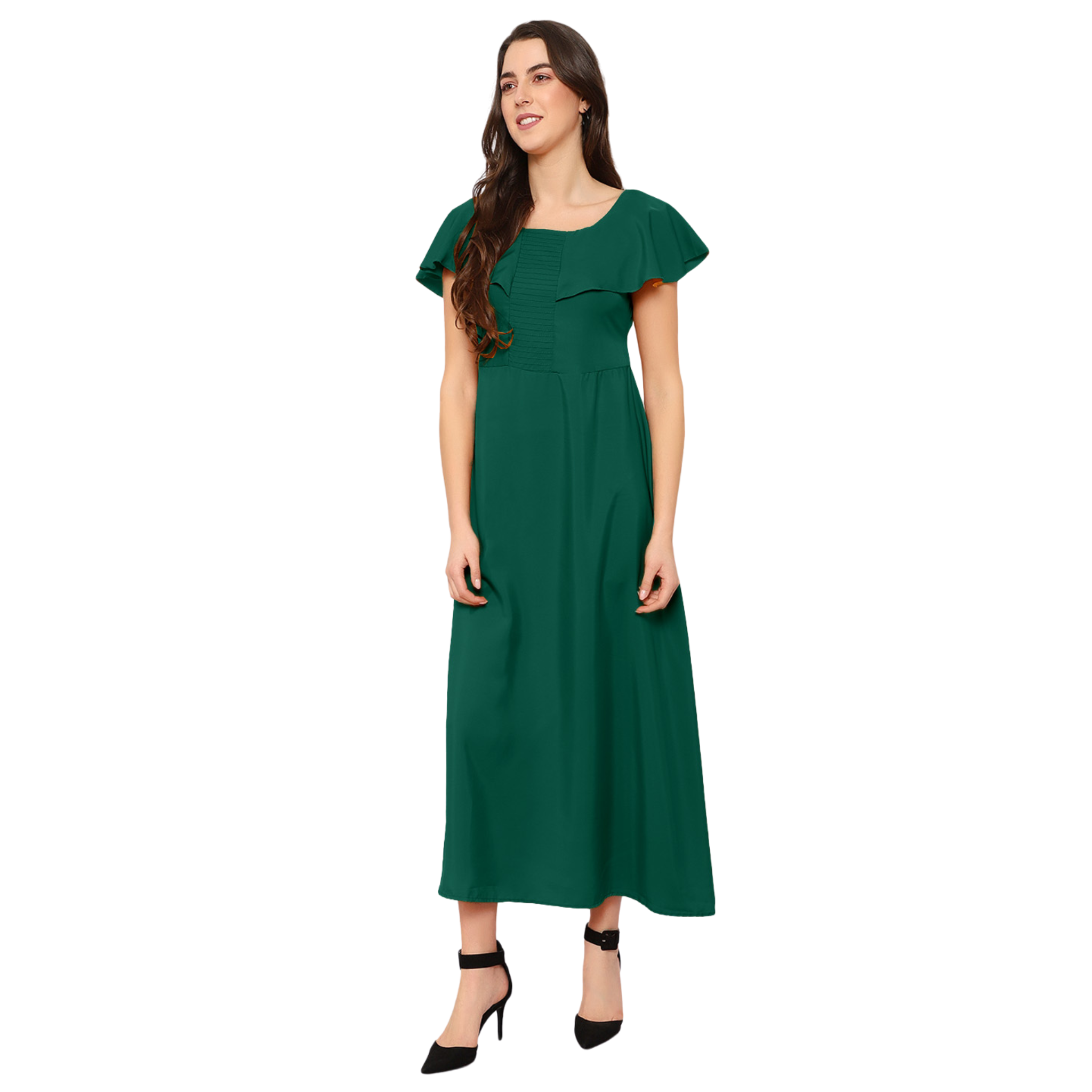 Green Solid Maxi Dress