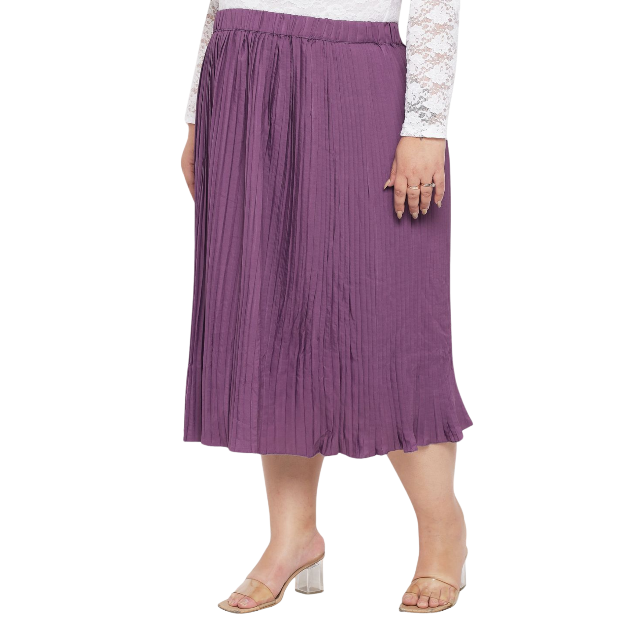 Purple Accordion Pleat Plus Size Skirt