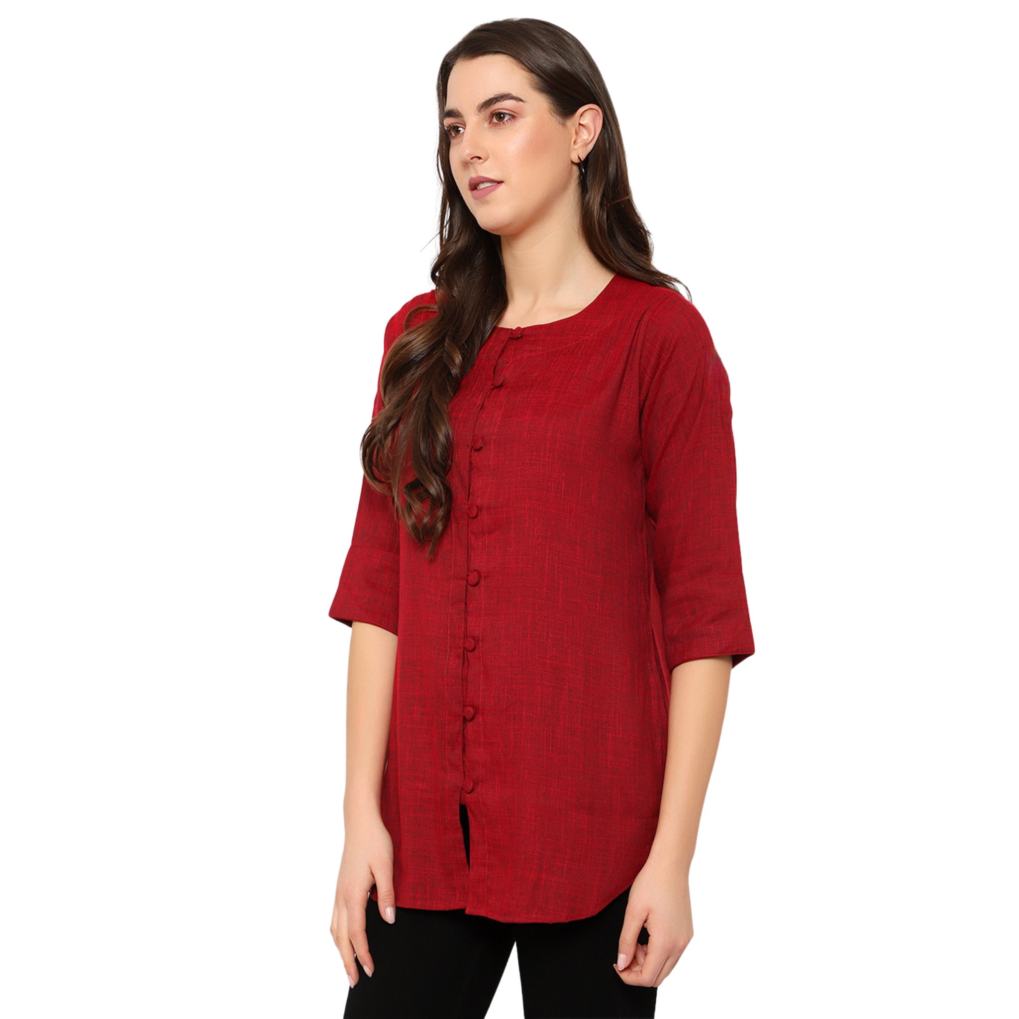 Maroon Cotton Linen Tunic