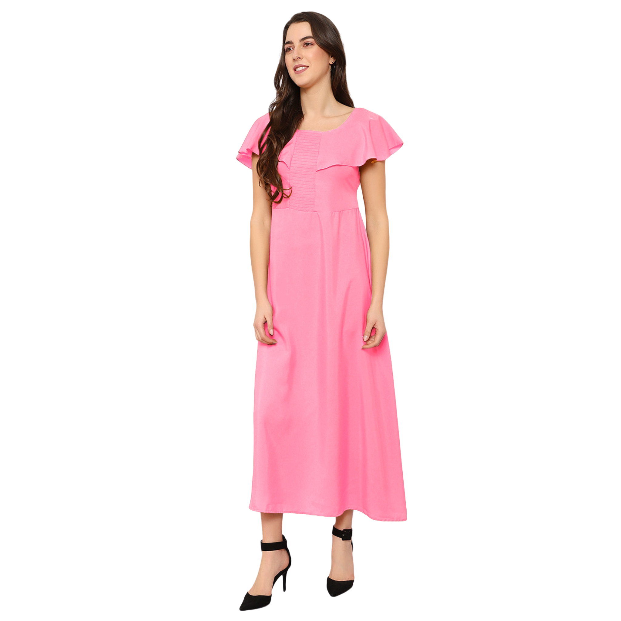 Pink Solid Maxi Dress