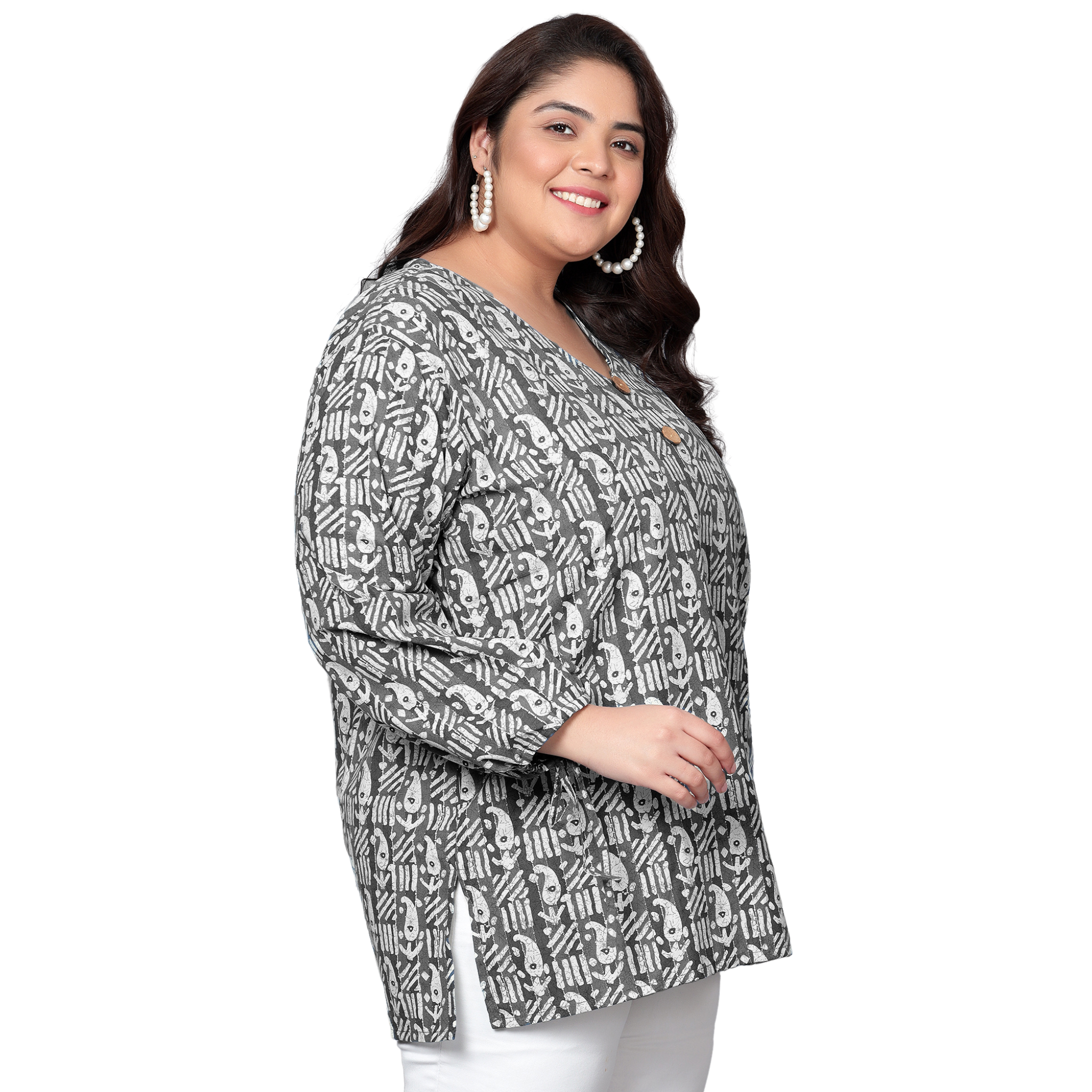 Black Paisley Plus Size Tunic