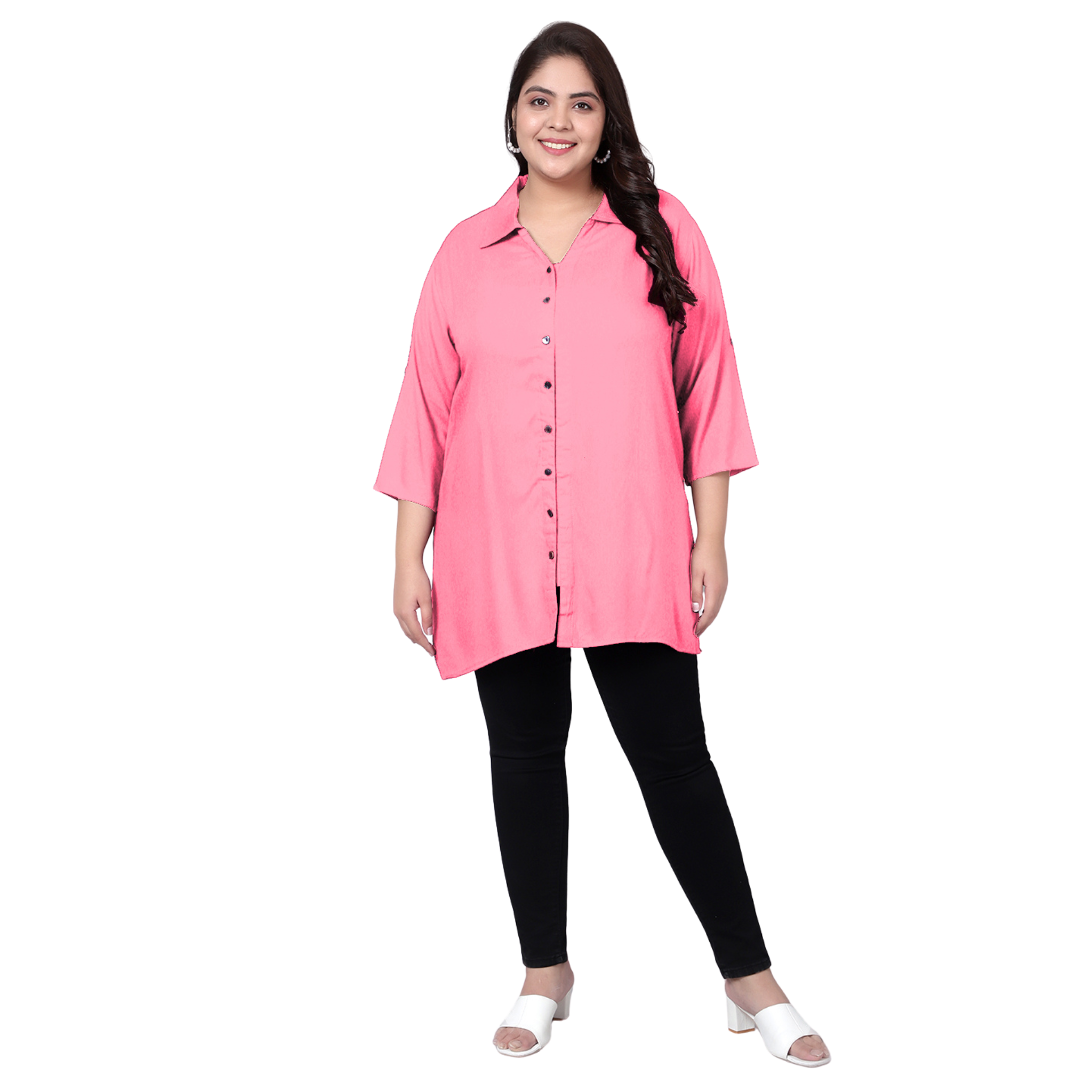 Pink Longline Plus Size Shirt