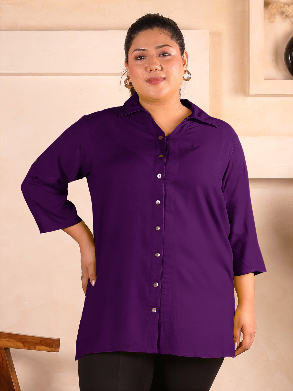 Purple Longline Plus Size Shirt