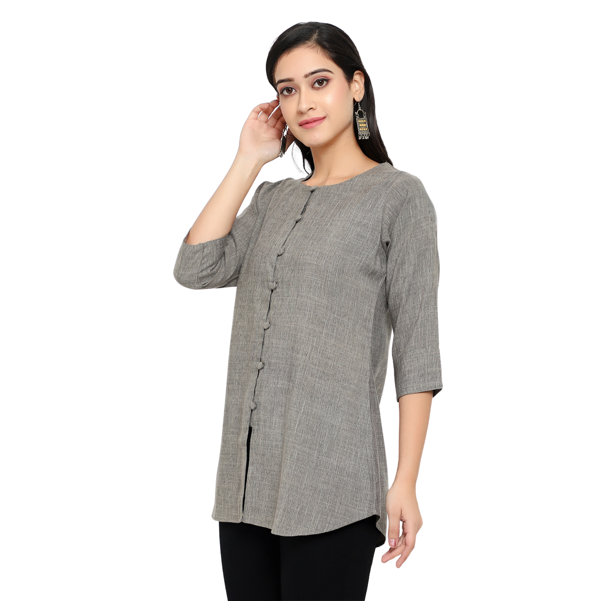 Grey Cotton Linen Tunic