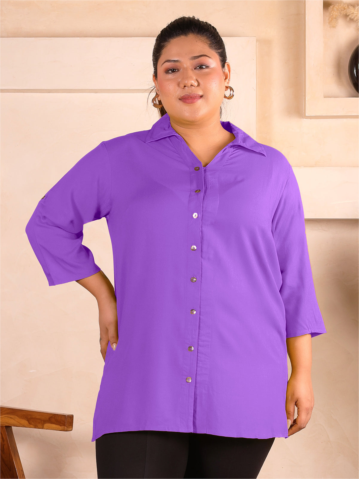 Lavender Longline Plus Size Shirt