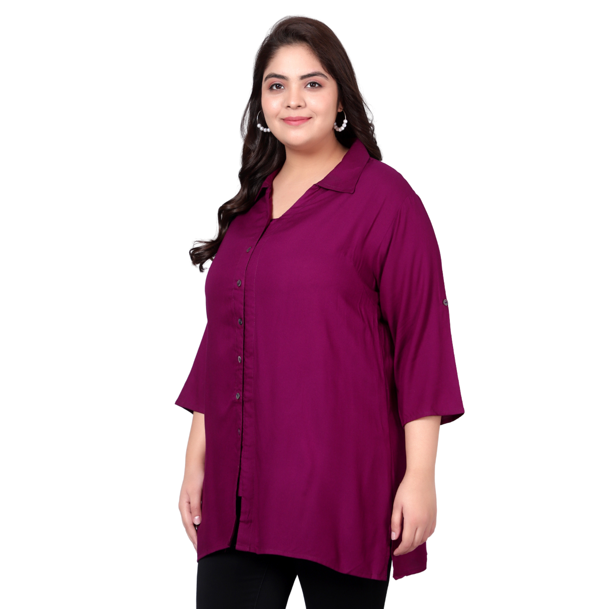 Purple Longline Plus Size Shirt