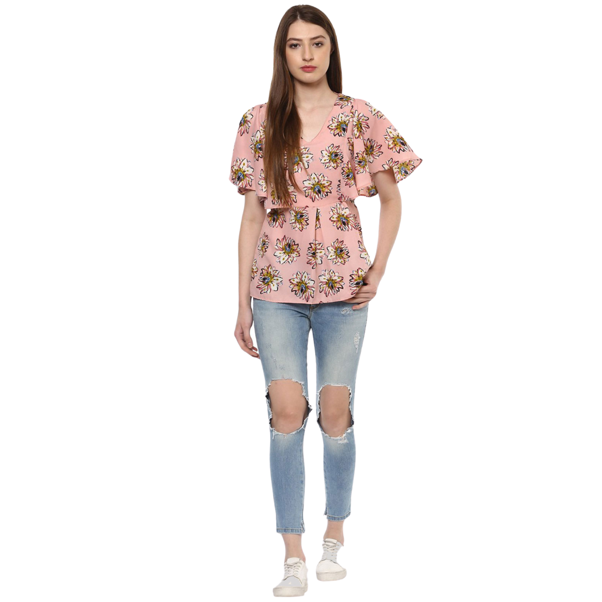 Pink Floral Print Top