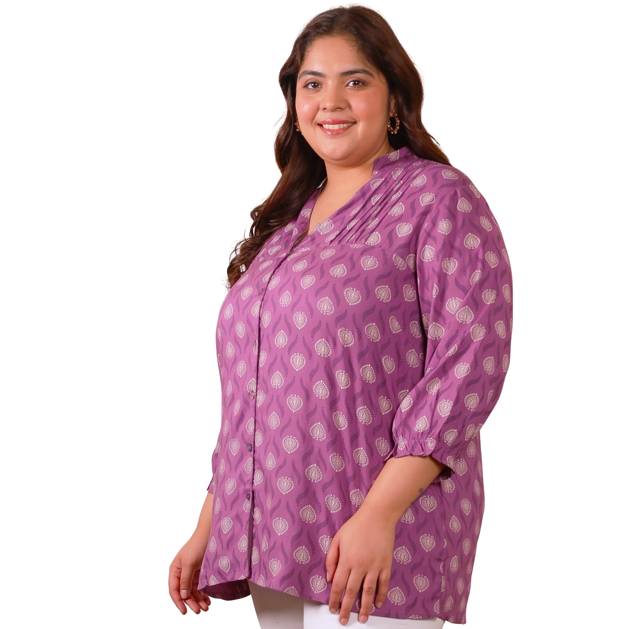 Purple Geometric Print Shirt