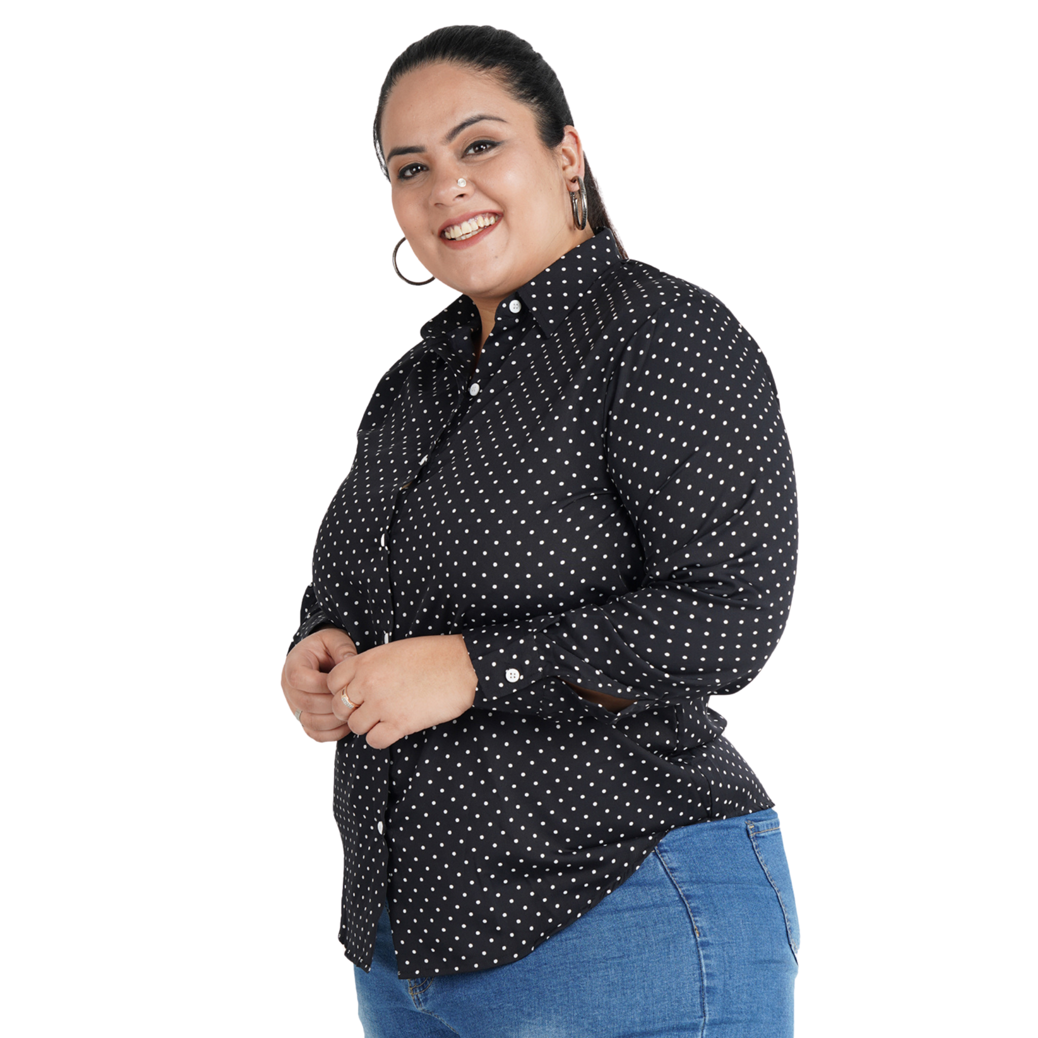 Black Polka Dot Plus Size Shirt