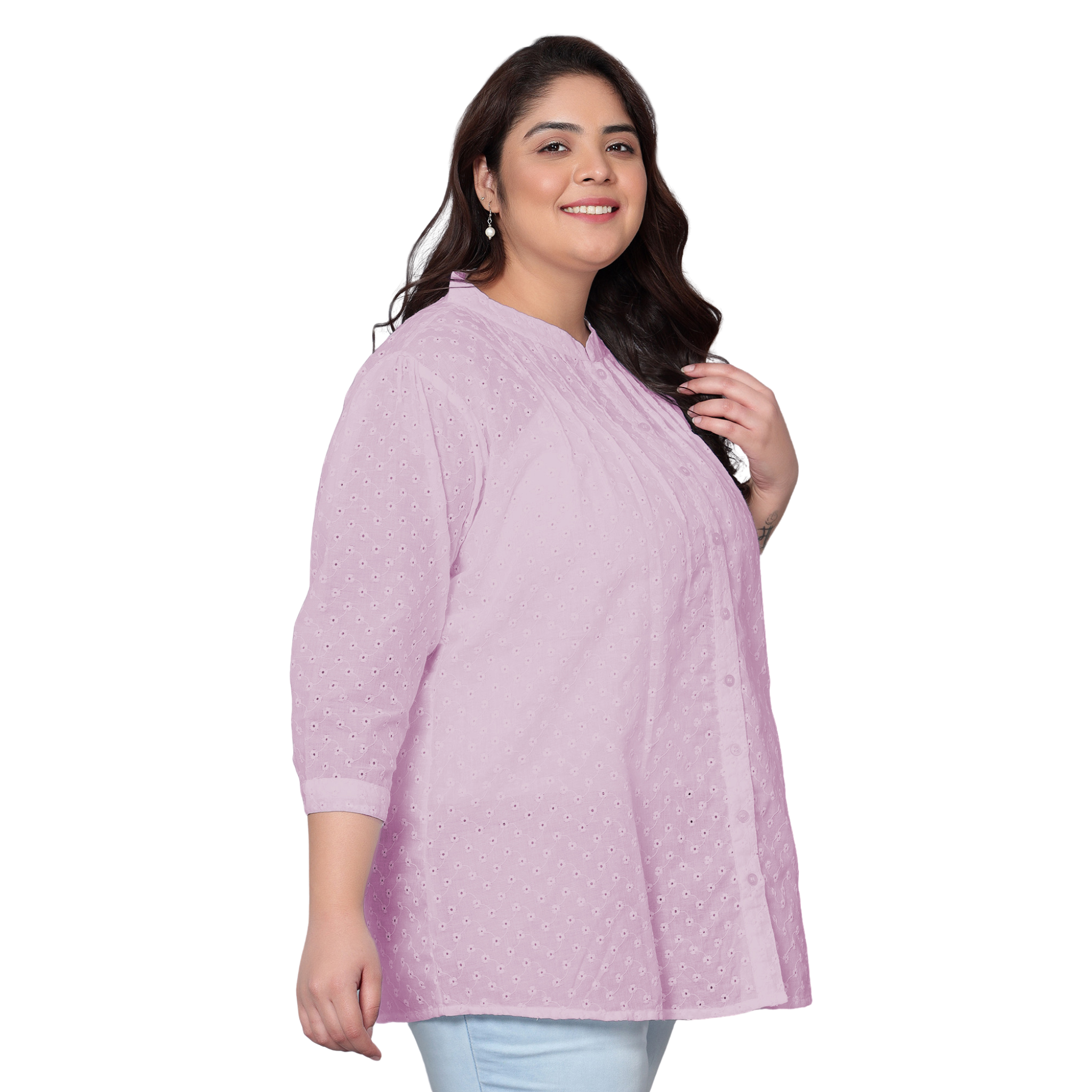 Pink Chikankari Plus Size Tunic