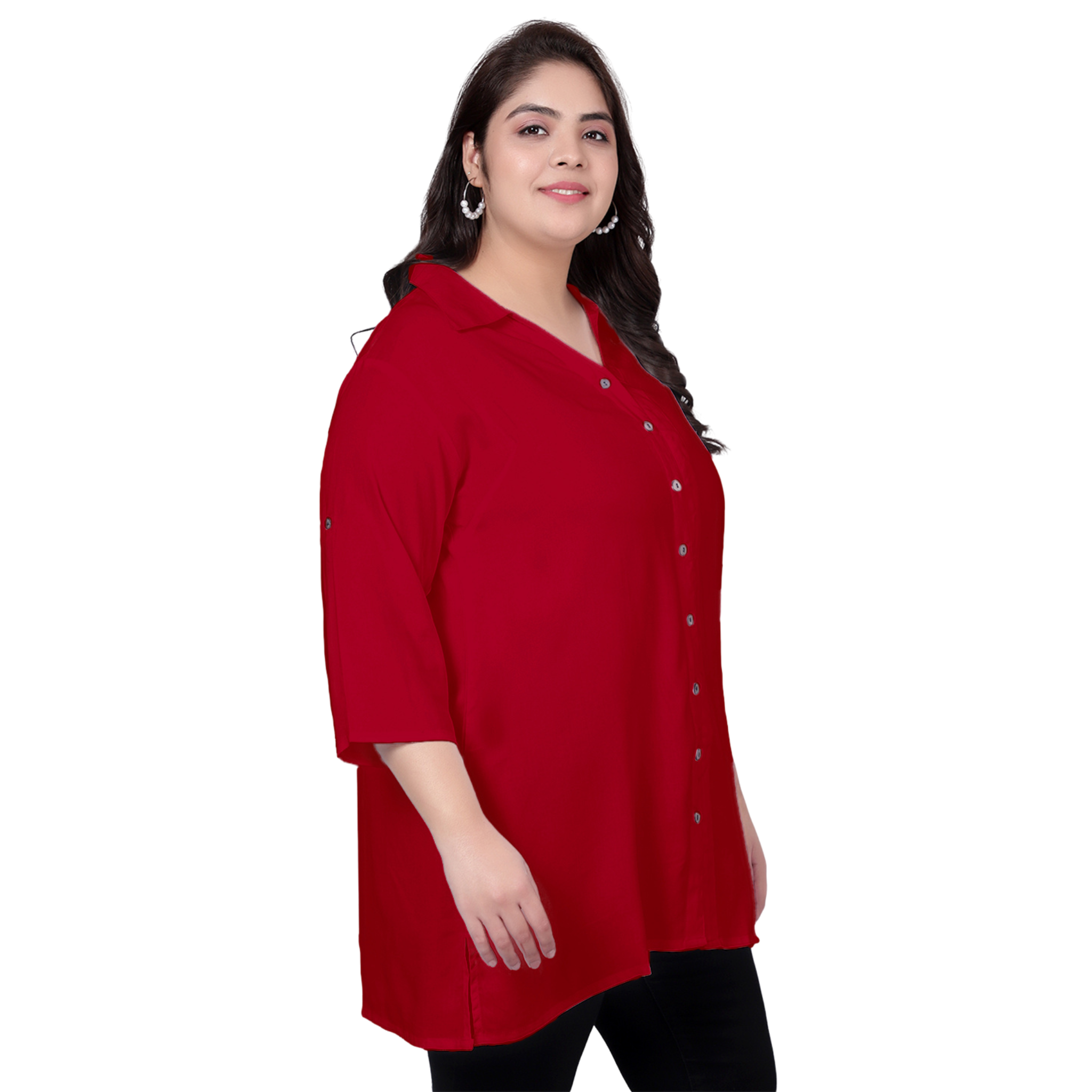 Maroon Longline Plus Size Shirt