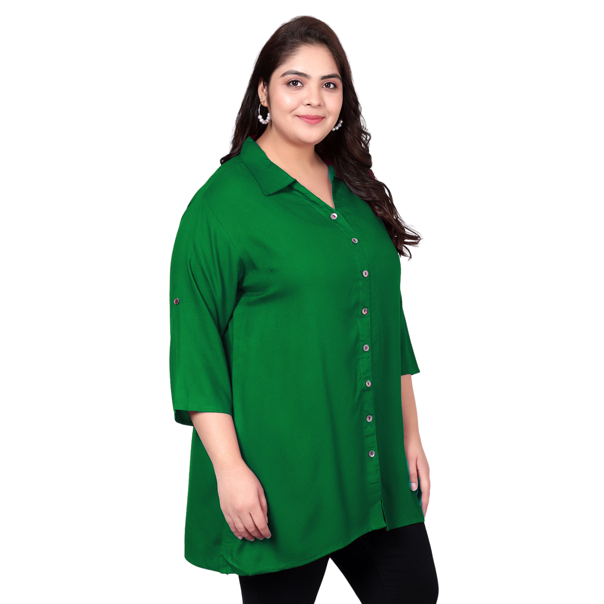 Green Longline Plus Size Shirt