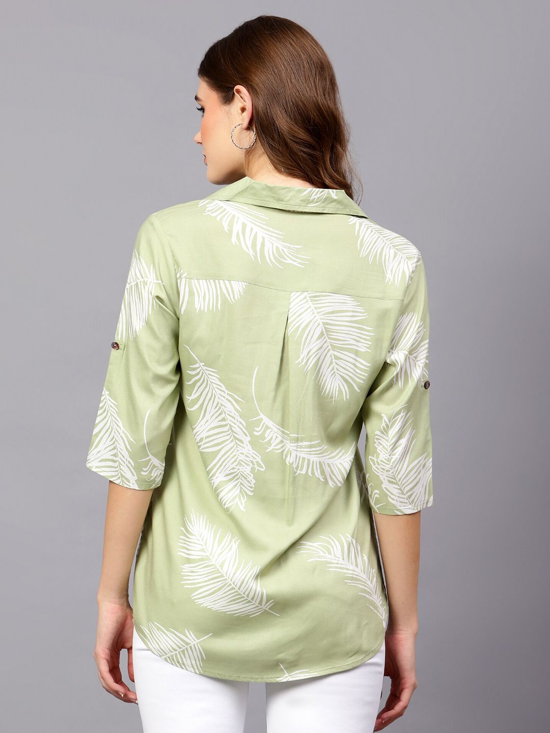 Green Leaf Print Shirt — view 12