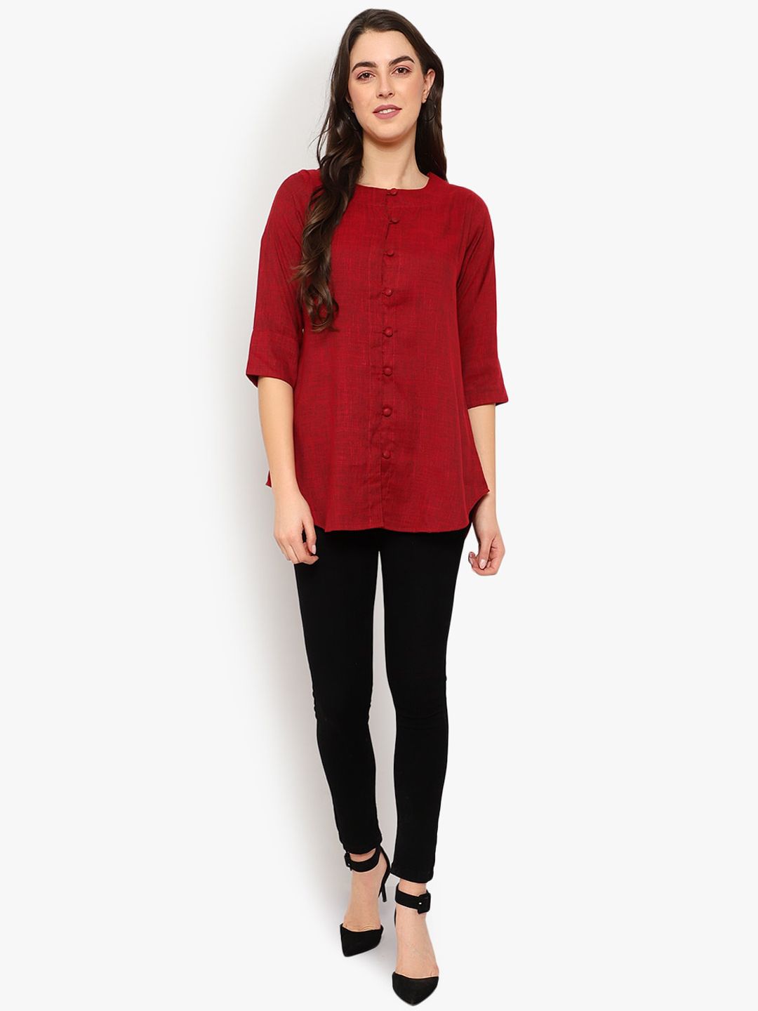 Maroon Cotton Linen Tunic — view 12