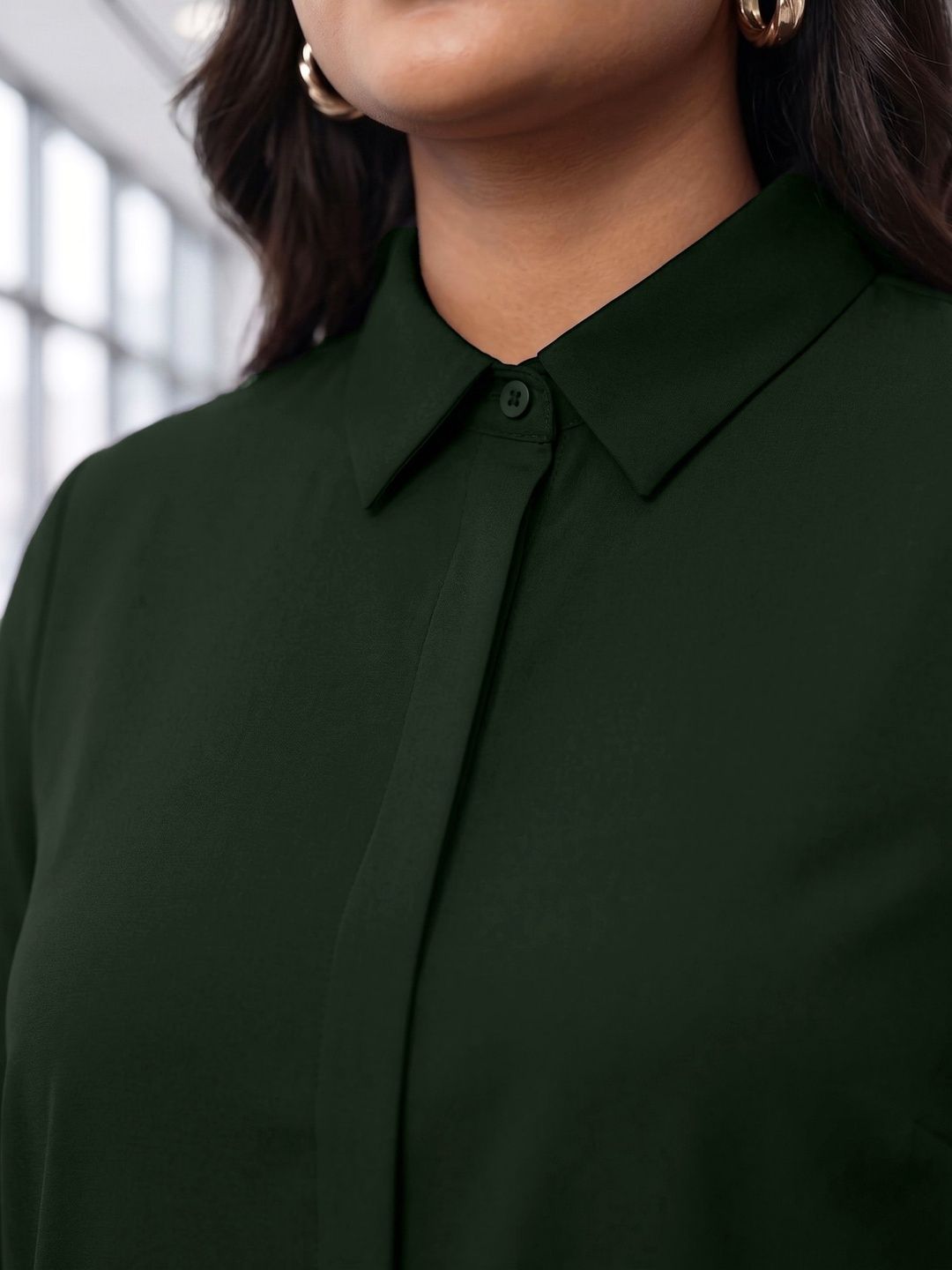 Green Rayon Concealed Plus Size Tunic — view 7