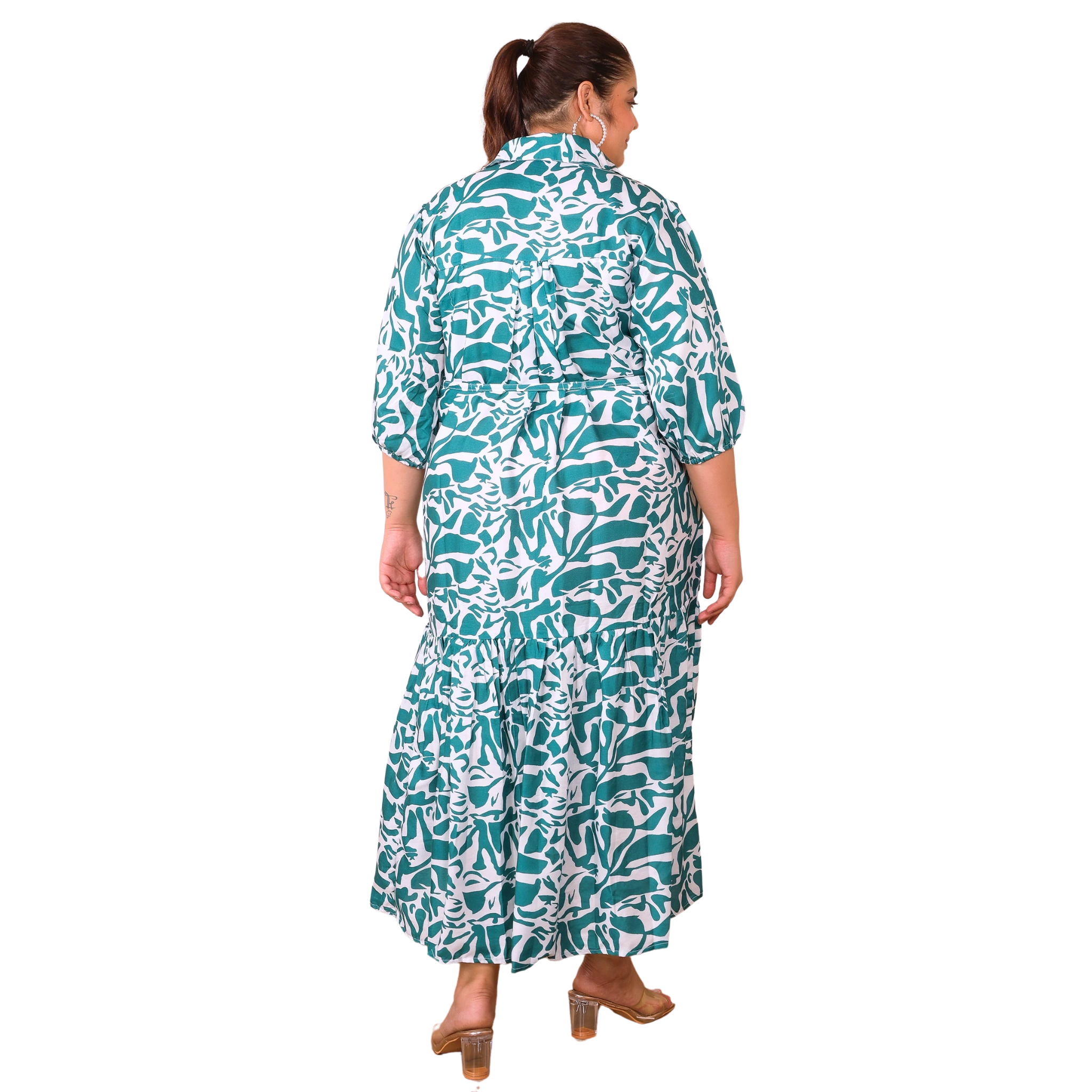 Green Abstract Print Maxi Dress