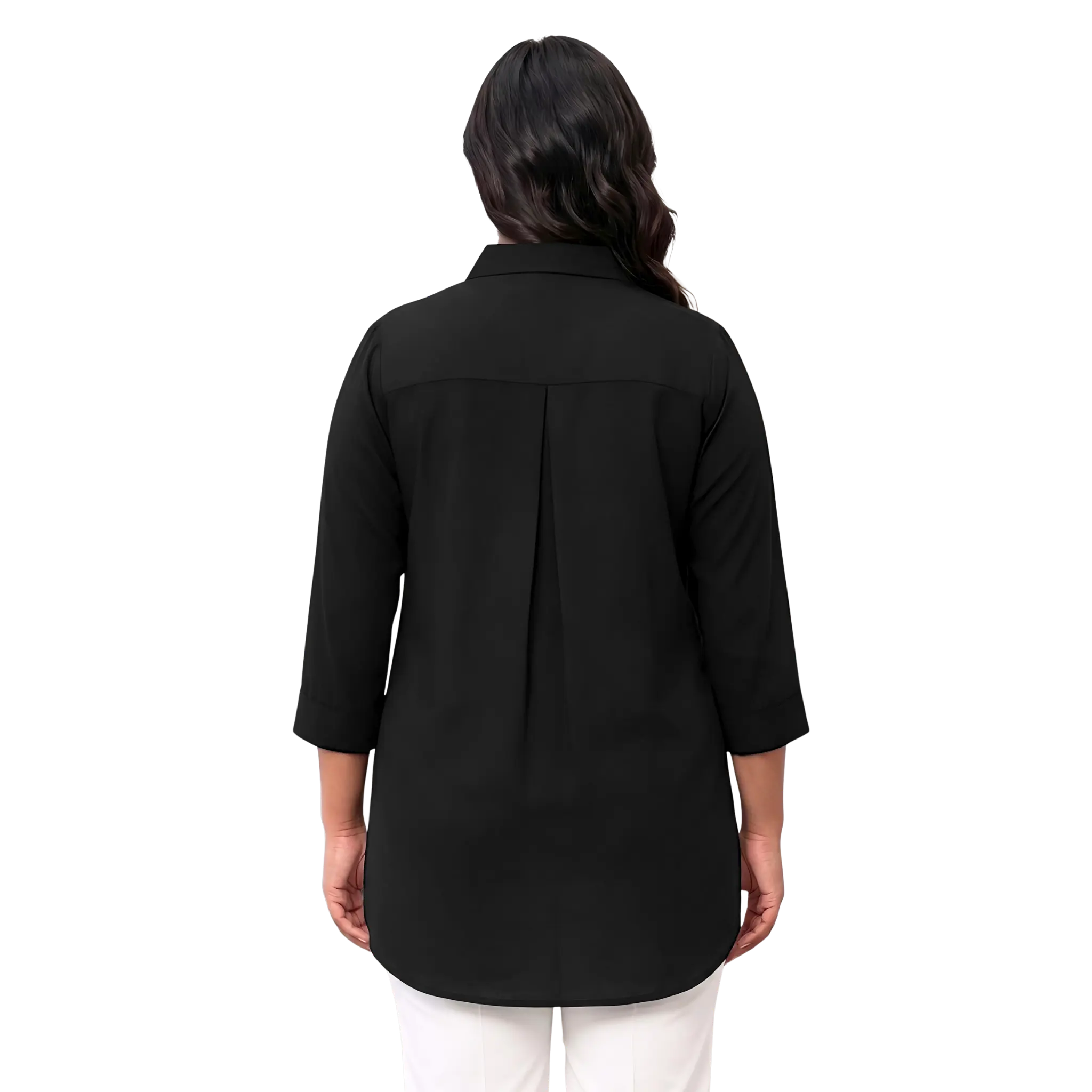 Black Rayon Concealed Plus Size Tunic