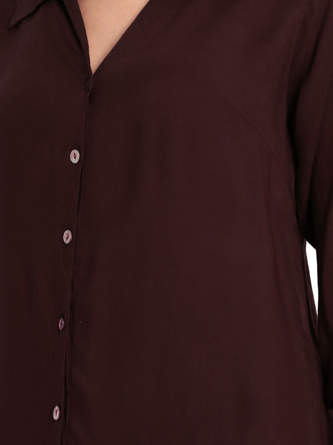 Brown Longline Plus Size Shirt — view 9