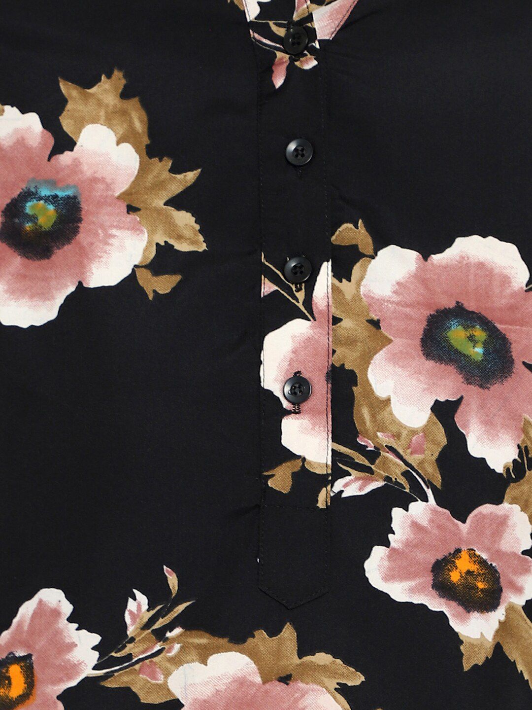 Black Floral Print Plus Size Tunic — view 2