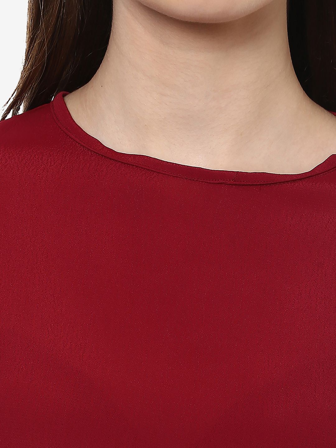 Maroon Crepe Top — view 2